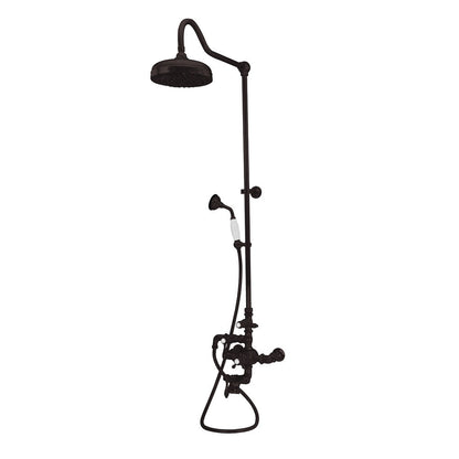 Exposed Thermostatic Shower System Wall Mounted with 1.75 GPM Tub Filler Handshower and Lever/Cross Handles