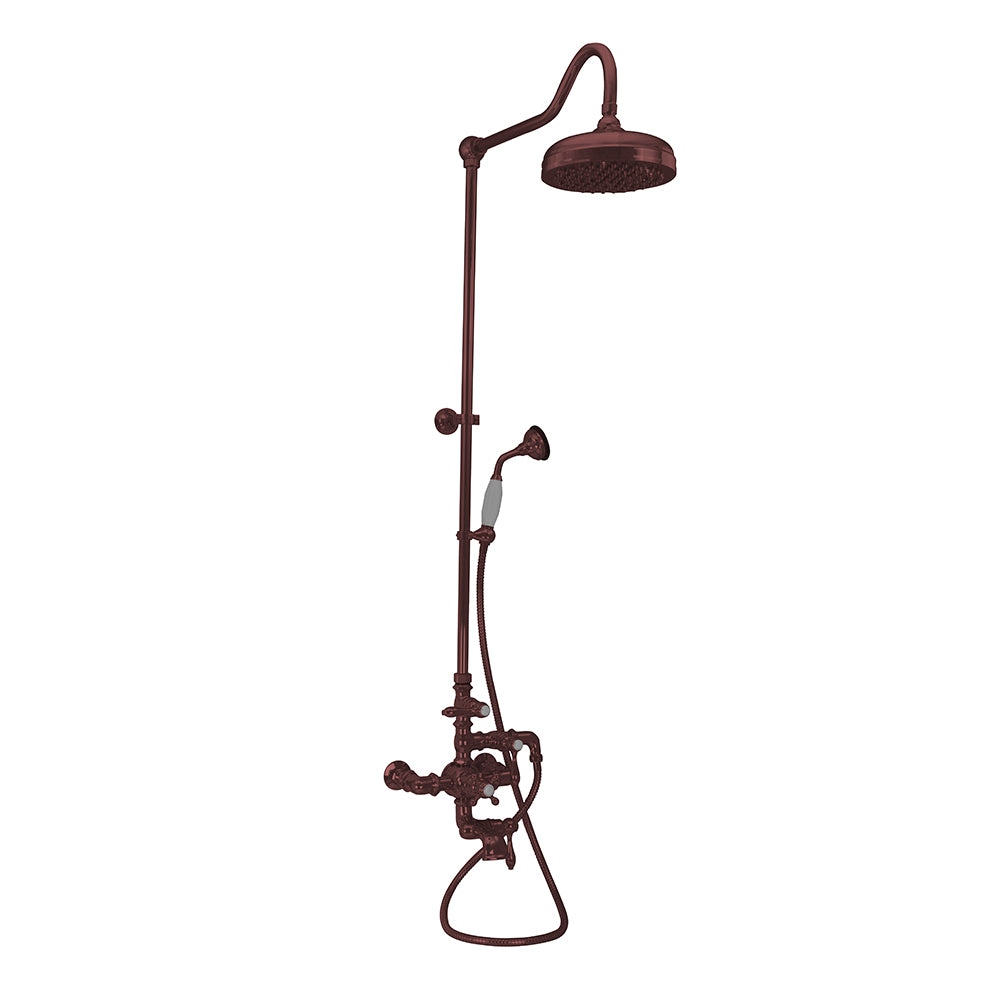 Exposed Thermostatic Shower System Wall Mounted with 1.75 GPM Tub Filler Handshower and Lever/Cross Handles