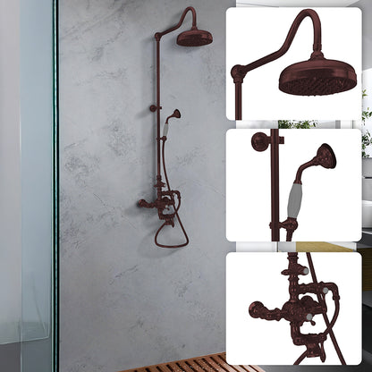 Exposed Thermostatic Shower System Wall Mounted with 1.75 GPM Tub Filler Handshower and Lever/Cross Handles