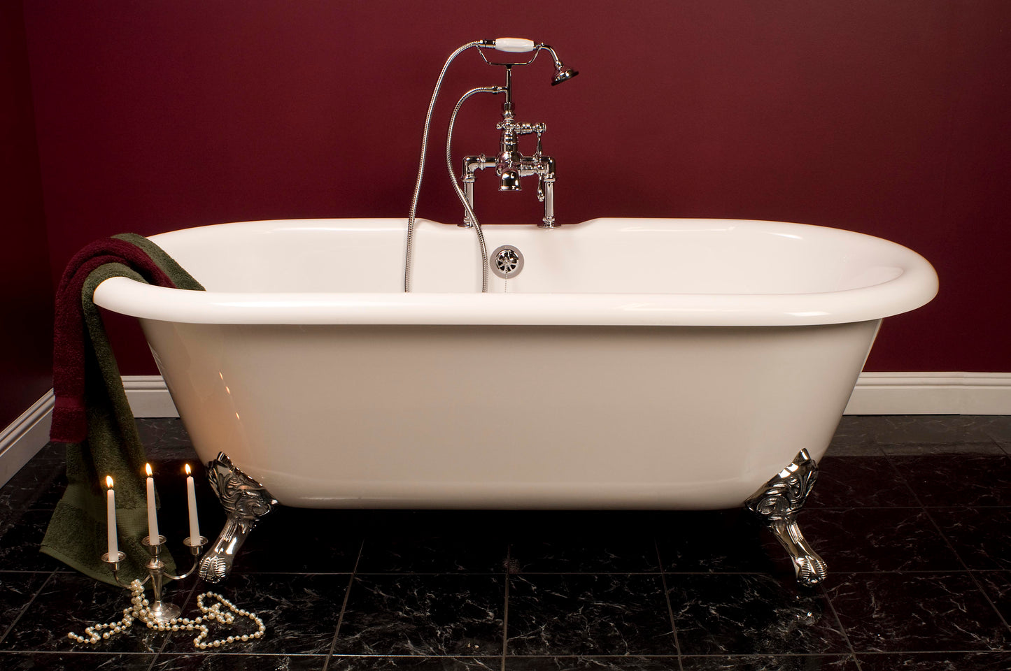 Strom Living Arcadia 66" Double Ended Clawfoot Acrylic Tub with 7" Deck Mount Faucet Holes