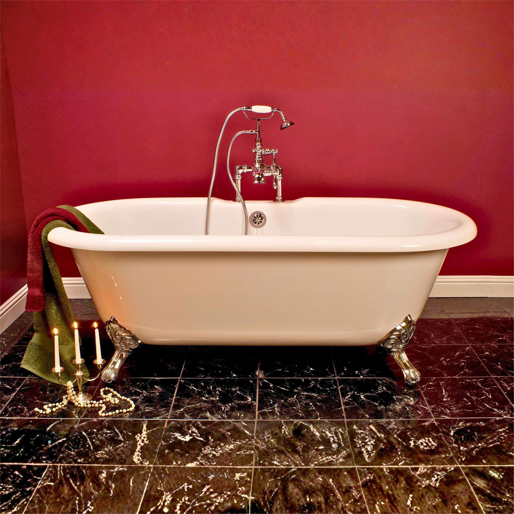 The Arcadia 66" Double Ended Clawfoot Acrylic Tub with 7" Deck Mount Faucet Holes P0948 | Strom Living - Bathtubs