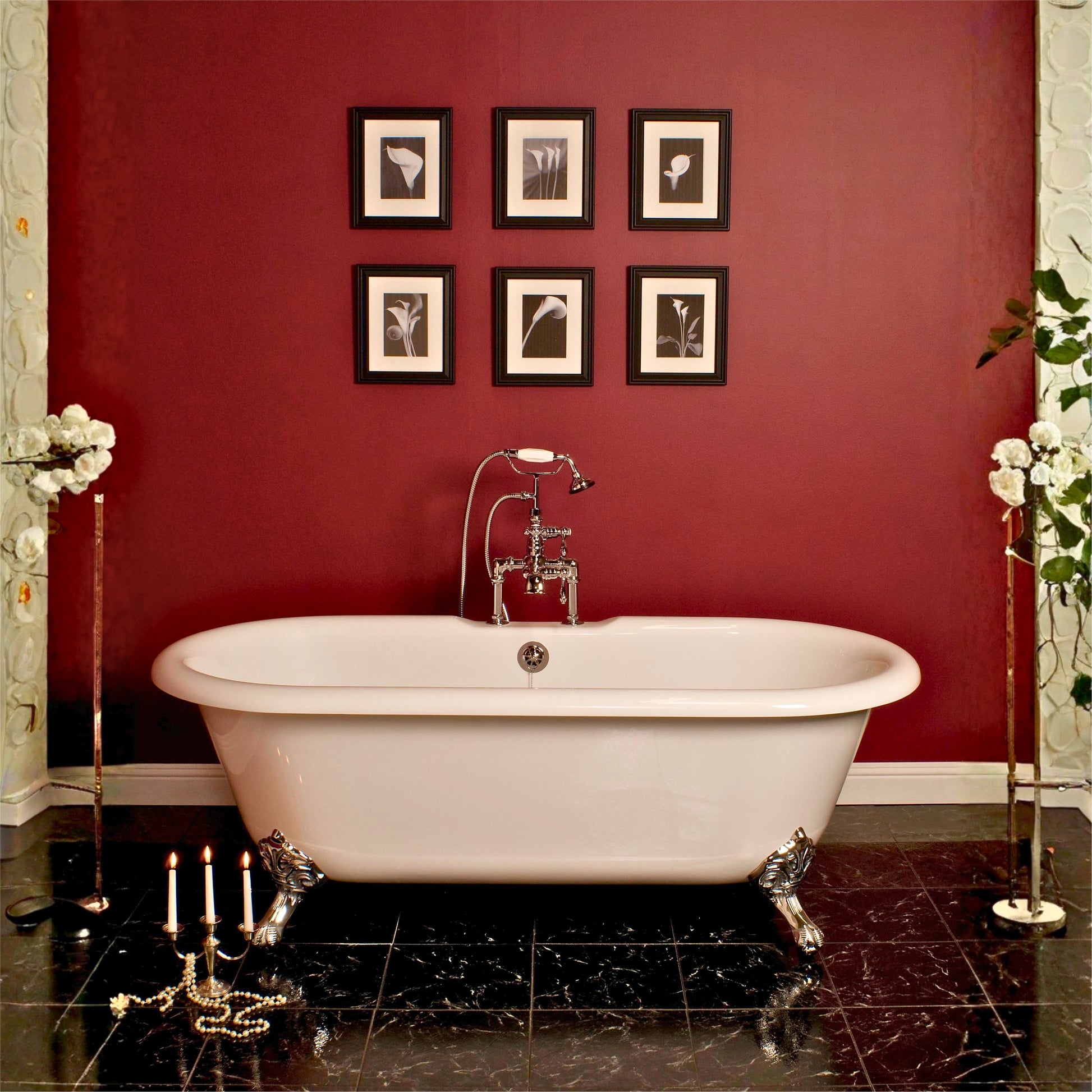 The Arcadia 66" Double Ended Clawfoot Acrylic Tub with 7" Deck Mount Faucet Holes P0948 | Strom Living - Bathtubs