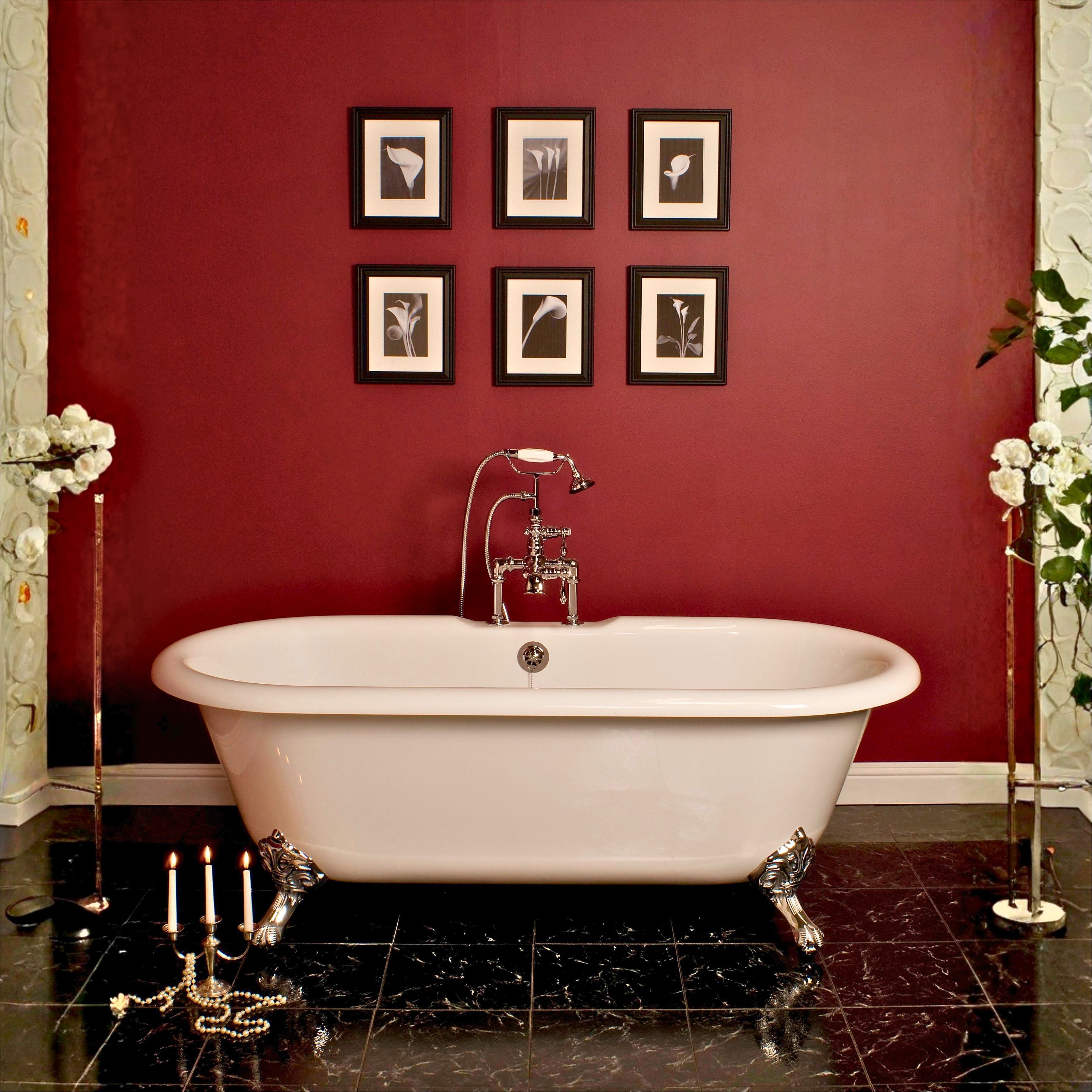 The Arcadia 66" Double Ended Clawfoot Acrylic Tub with 7" Deck Mount Faucet Holes P0948 | Strom Living - Bathtubs