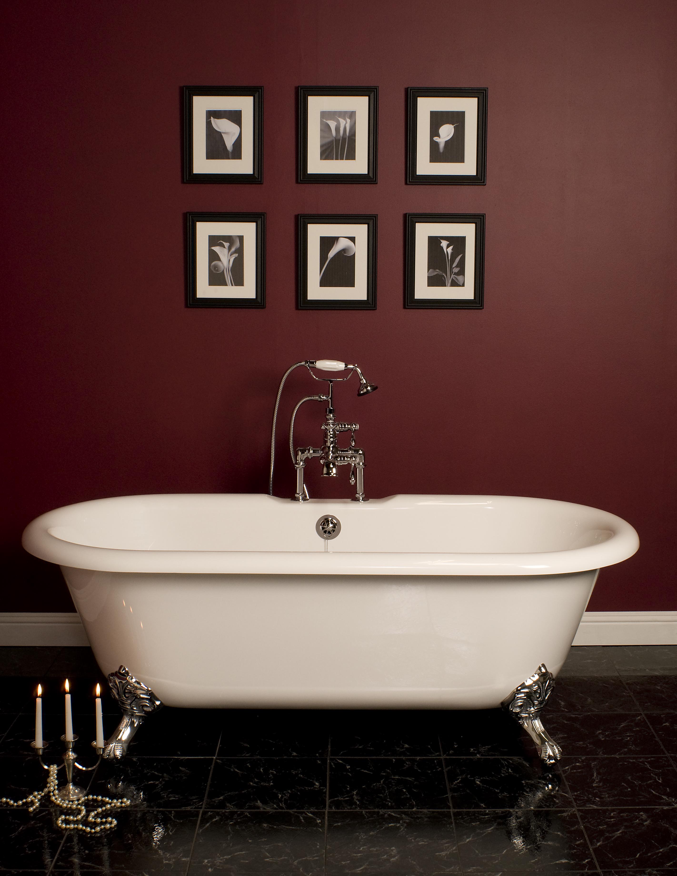 The Arcadia 66" Double Ended Clawfoot Acrylic Tub with 7" Deck Mount Faucet Holes P0948 | Strom Living