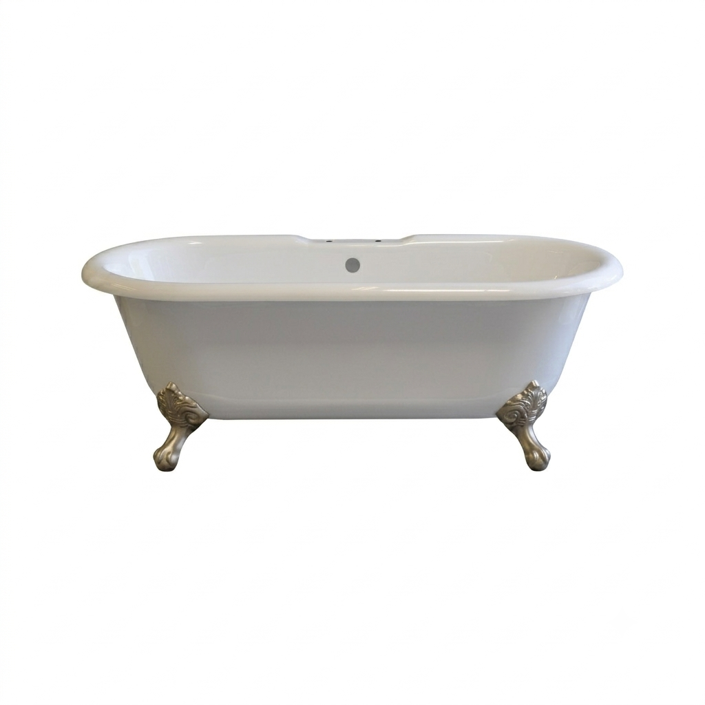 The Arcadia 66" Double Ended Clawfoot Acrylic Tub with 7" Deck Mount Faucet Holes P0948 | Strom Living Matte Nickel - Bathtubs