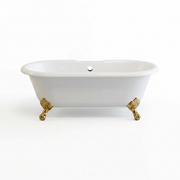 The Arcadia 66" Double Ended Clawfoot Acrylic Tub with 7" Deck Mount Faucet Holes P0948 | Strom Living Supercoat Brass - Bathtubs