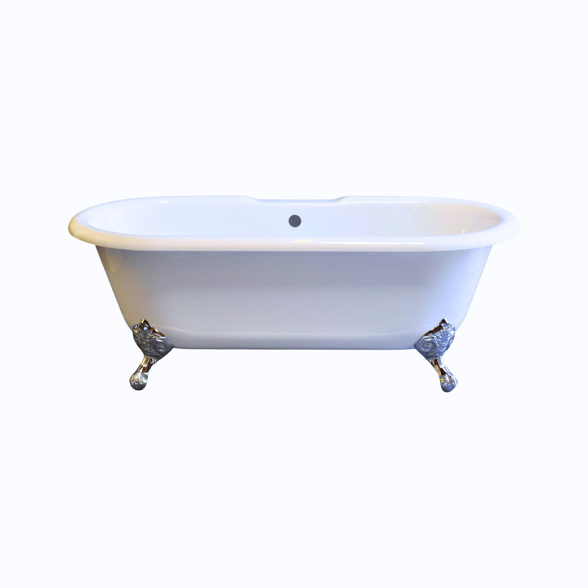 The Arcadia 66" Double Ended Clawfoot Acrylic Tub without Faucet Holes P0949 | Strom Living Chrome - Bathtubs
