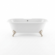 The Arcadia 66" Double Ended Clawfoot Acrylic Tub without Faucet Holes P0949 | Strom Living Polished Nickel - Bathtubs