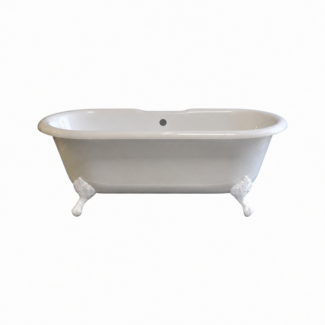 The Arcadia 66" Double Ended Clawfoot Acrylic Tub without Faucet Holes P0949 | Strom Living White - Bathtubs