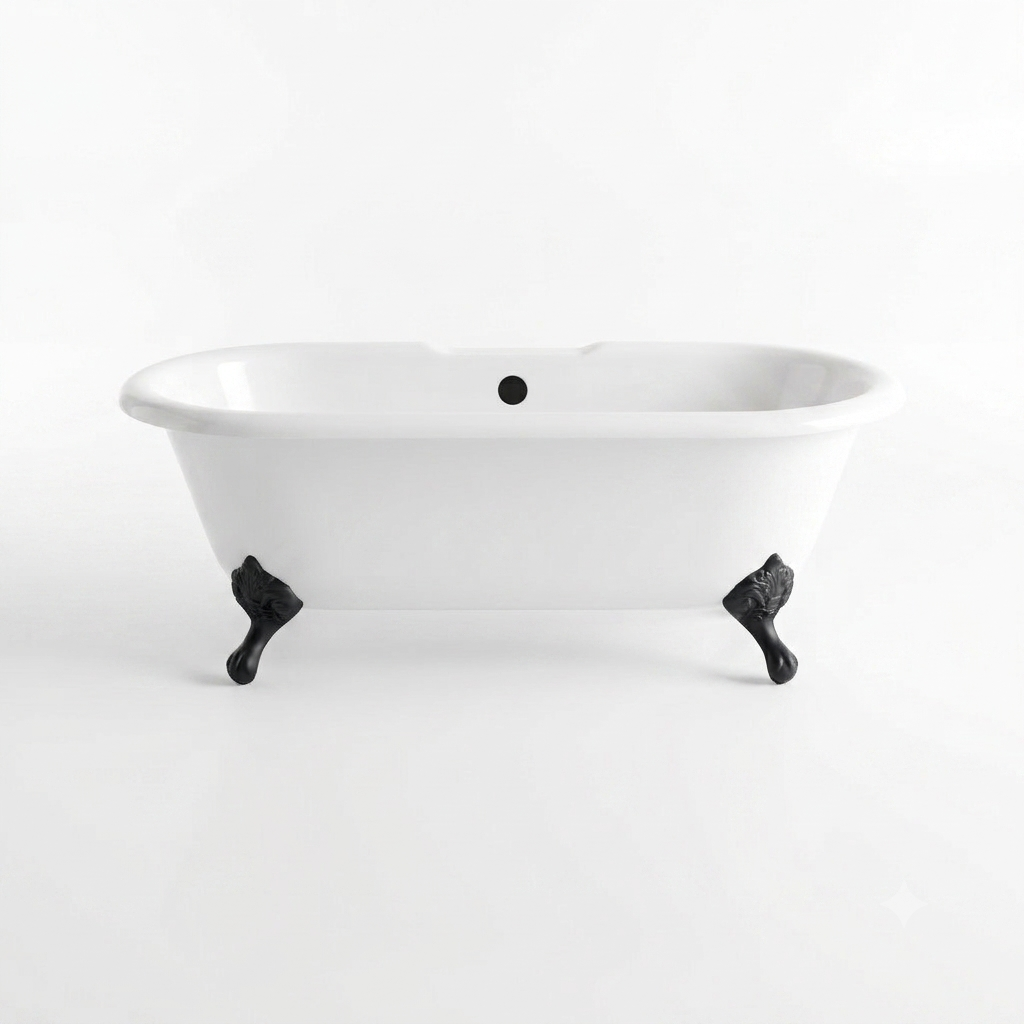 The Arcadia 66" Double Ended Clawfoot Acrylic Tub without Faucet Holes P0949 | Strom Living Oil Rubbed Bronze - Bathtubs
