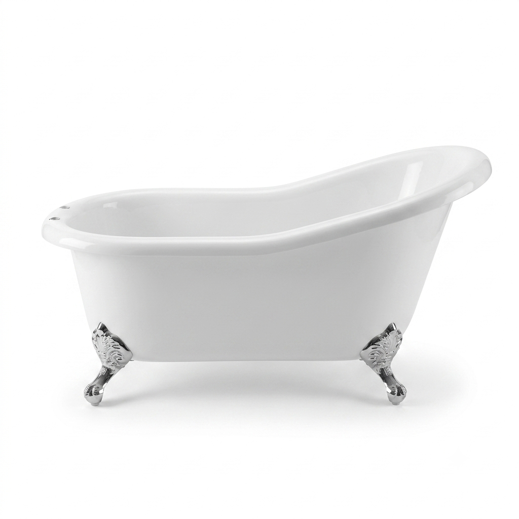 The Huron 5' Single Slipper Clawfoot Acrylic Tub with 7" Deck Mount Faucet Holes P0956 | Strom Living Chrome - Bathtubs