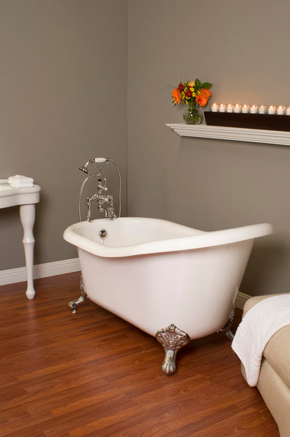 Strom Living Huron 5' Single Slipper Clawfoot Acrylic Tub with 7" Deck Mount Faucet Holes