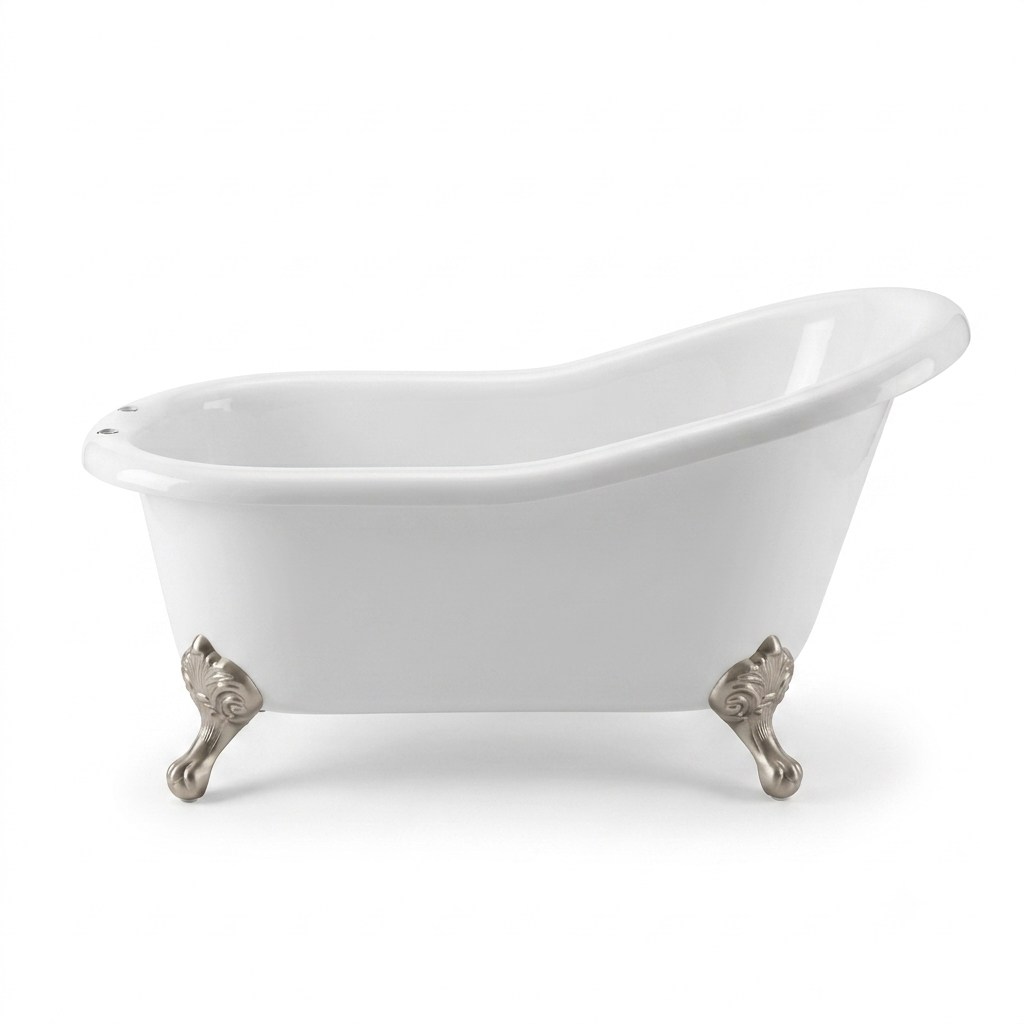 The Huron 5' Single Slipper Clawfoot Acrylic Tub with 7" Deck Mount Faucet Holes P0956 | Strom Living Matte Nickel - Bathtubs