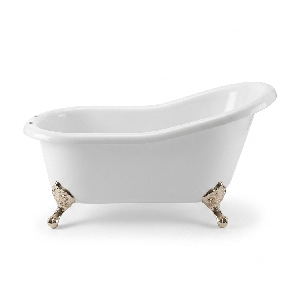 The Huron 5' Single Slipper Clawfoot Acrylic Tub with 7" Deck Mount Faucet Holes P0956 | Strom Living Polished Nickel - Bathtubs
