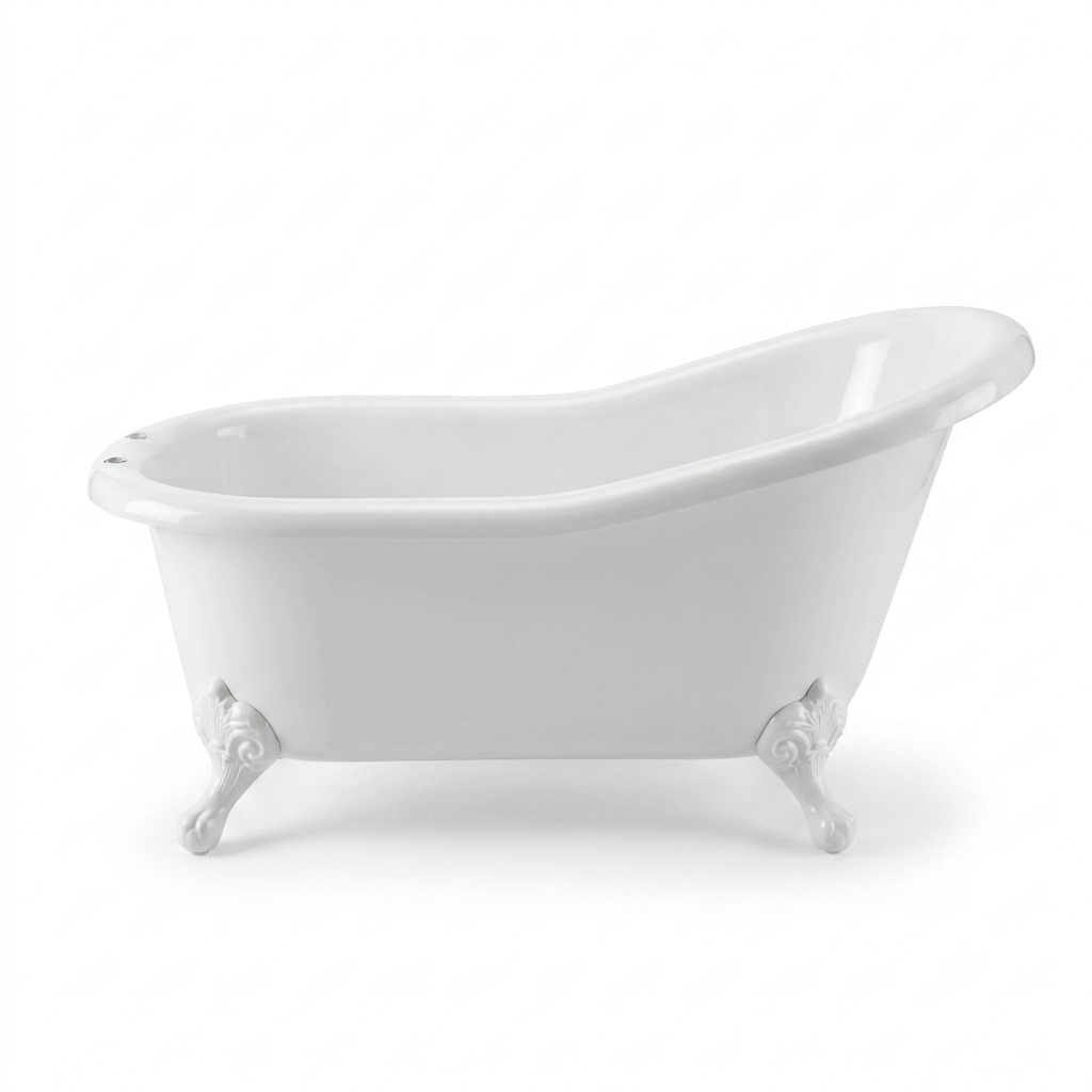 The Huron 5' Single Slipper Clawfoot Acrylic Tub with 7" Deck Mount Faucet Holes P0956 | Strom Living White - Bathtubs