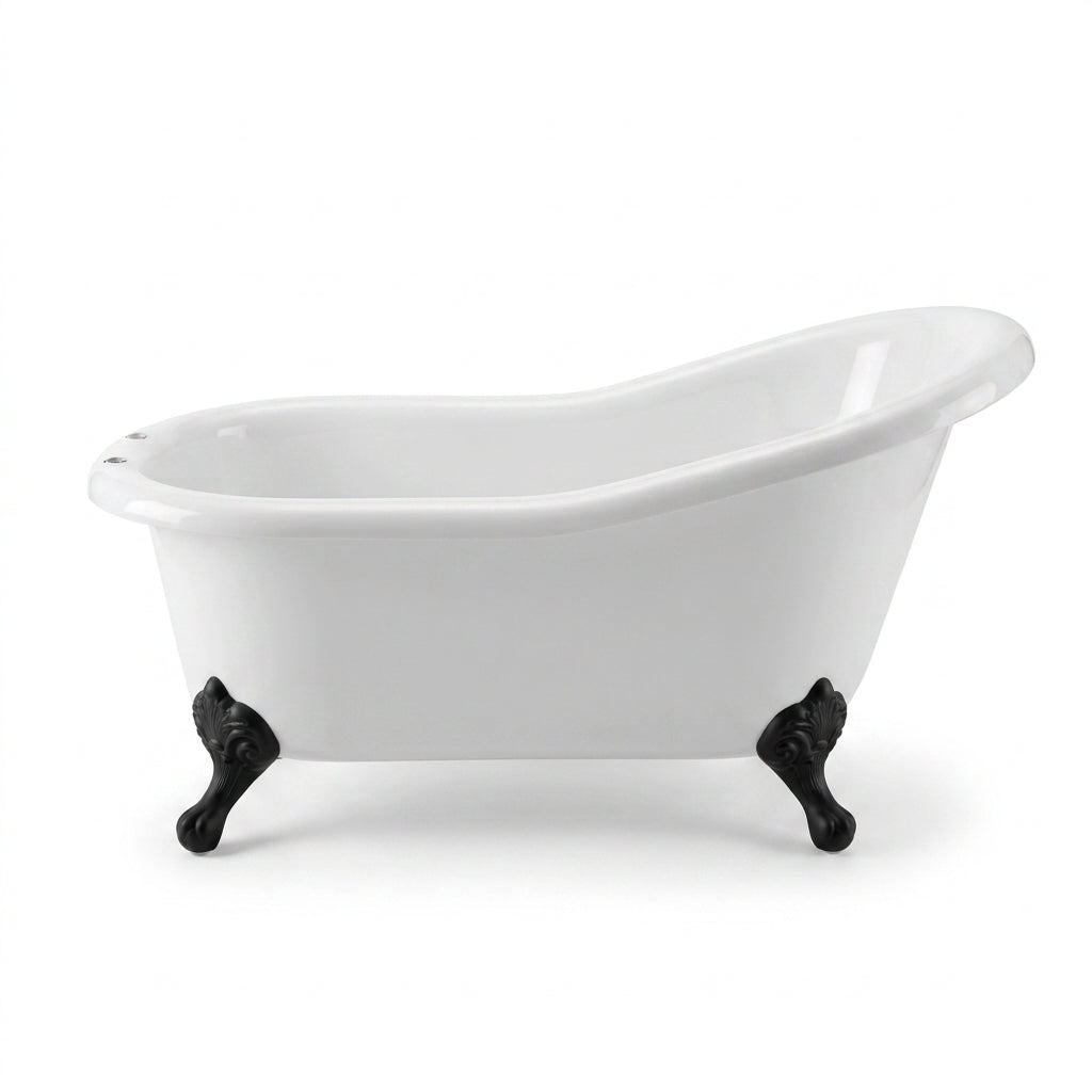 The Huron 5' Single Slipper Clawfoot Acrylic Tub with 7" Deck Mount Faucet Holes P0956 | Strom Living Oil Rubbed Bronze - Bathtubs