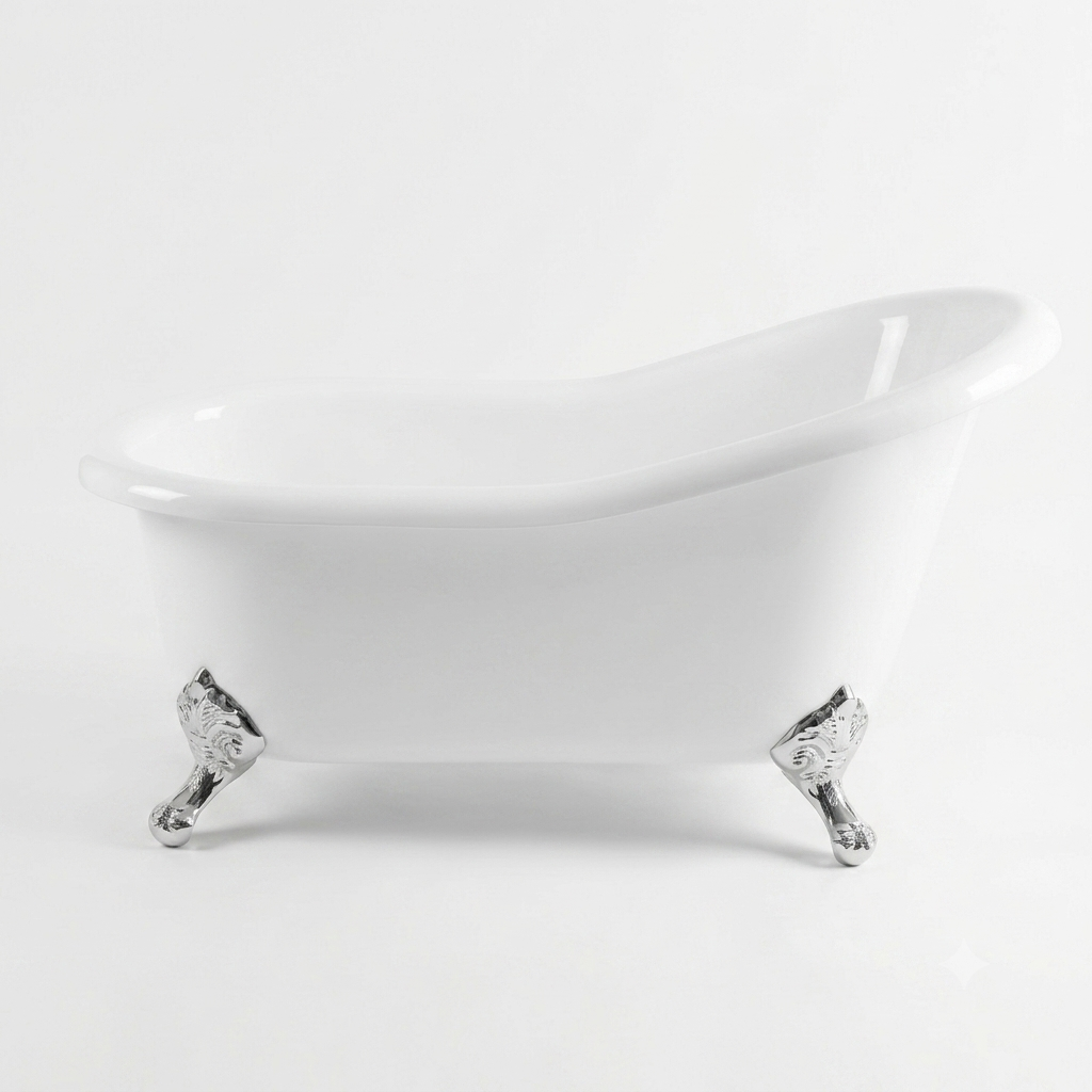 The Huron 5' Single Slipper Clawfoot Acrylic Tub without Faucet Holes P0957 | Strom Living Chrome - Bathtubs