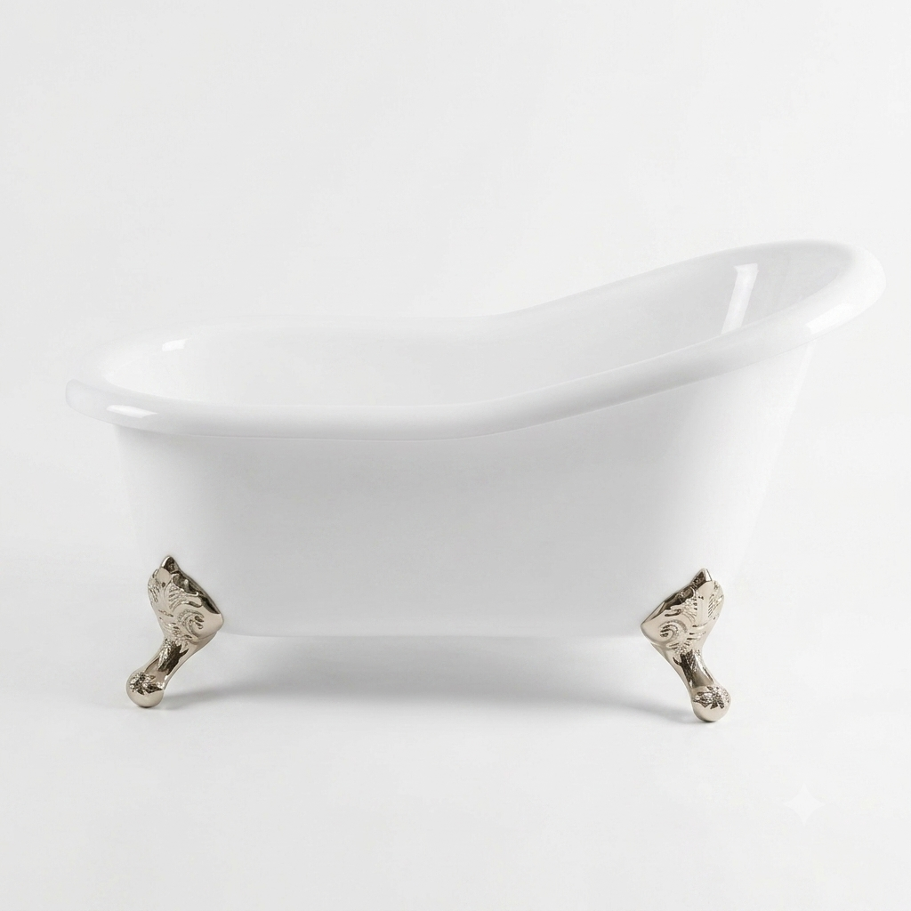 The Huron 5' Single Slipper Clawfoot Acrylic Tub without Faucet Holes P0957 | Strom Living Polished Nickel - Bathtubs