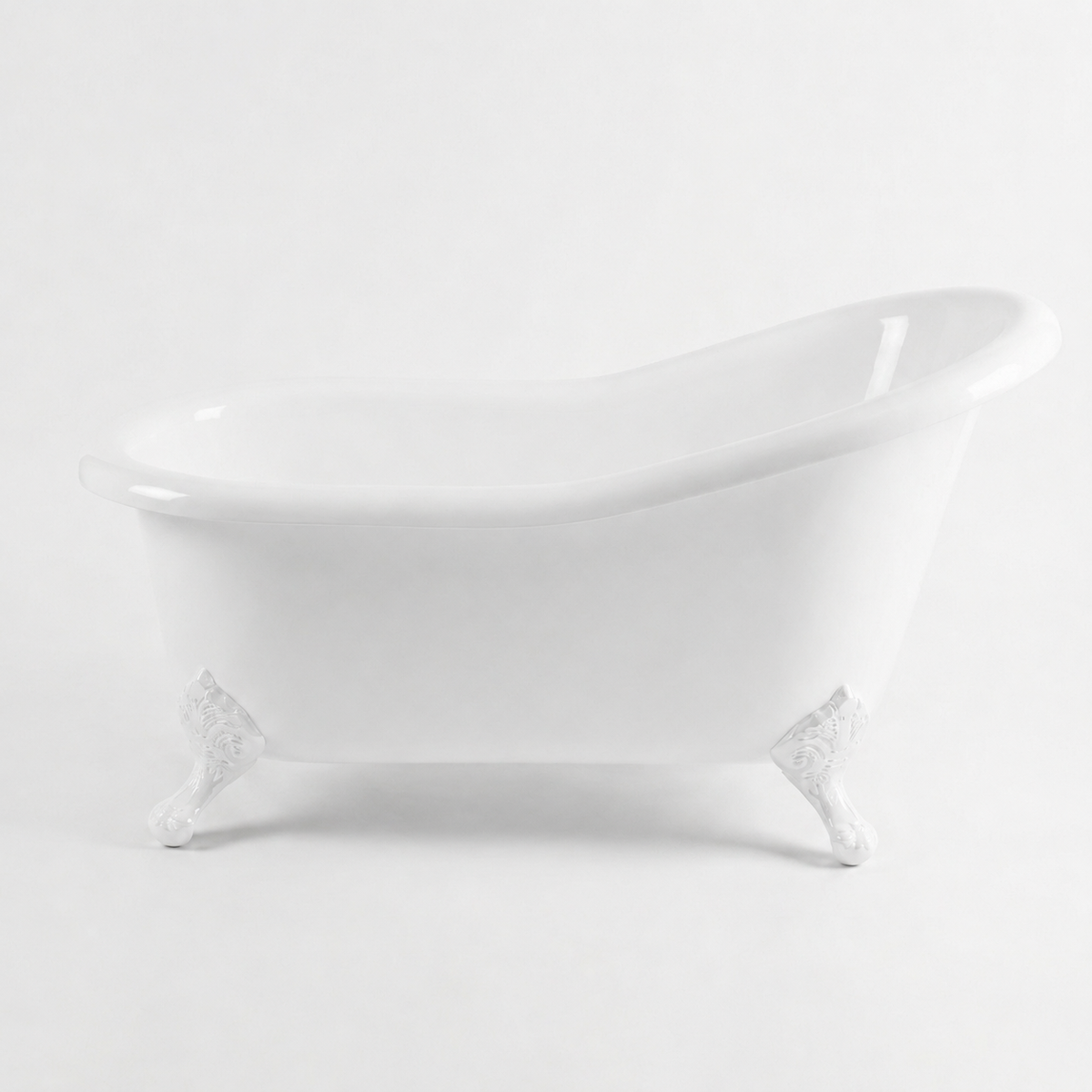 The Huron 5' Single Slipper Clawfoot Acrylic Tub with 7" Deck Mount Faucet Holes P0956 | Strom Living White Without Faucet Holes - Bathtubs