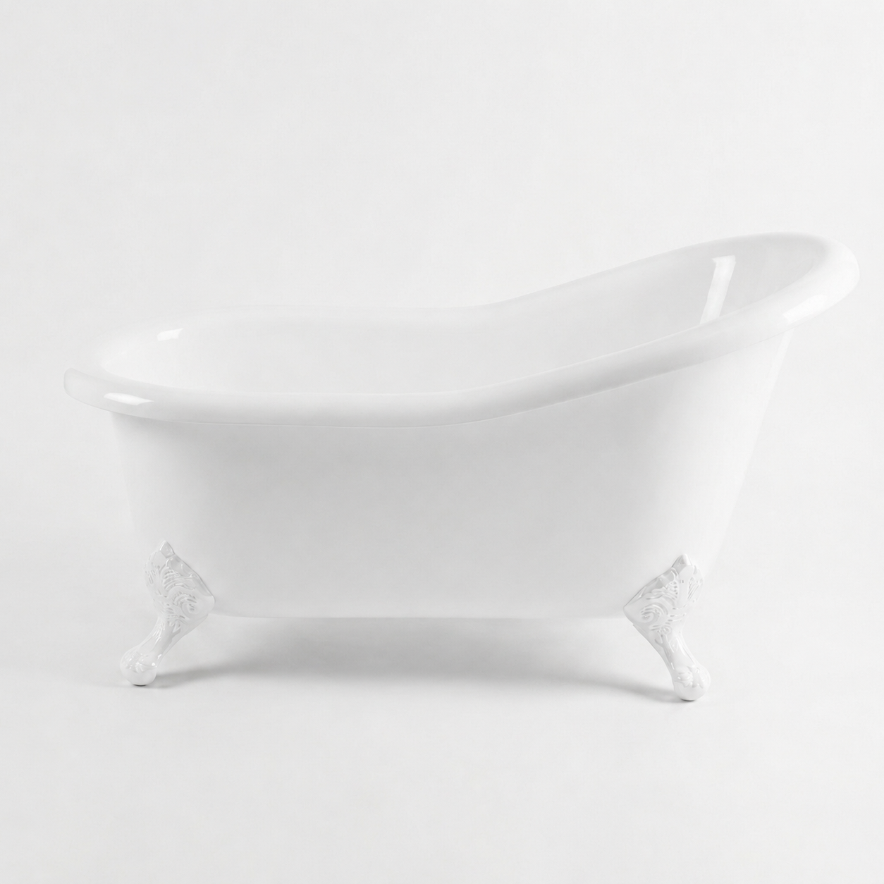 The Huron 5' Single Slipper Clawfoot Acrylic Tub without Faucet Holes P0957 | Strom Living White - Bathtubs