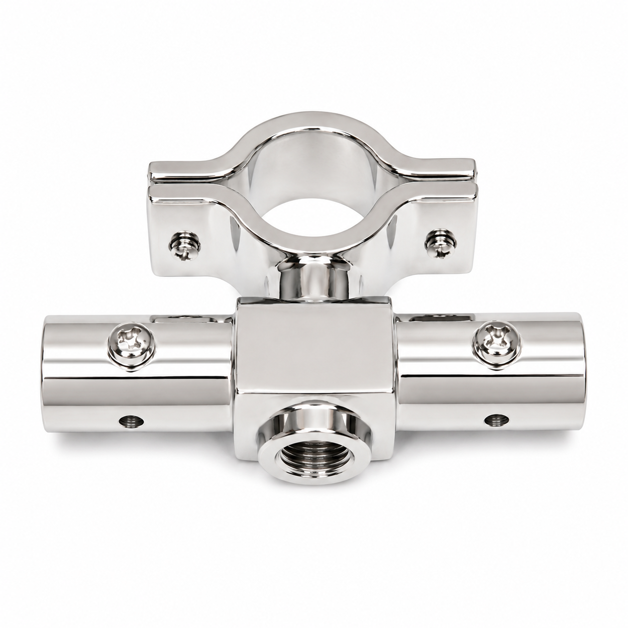 Fasteners/Fittings with Enclosure Tee C-Clamp, 0.75" IPS and Solid Brass P0960 | Strom Living Polished Nickel - Plumbing Parts