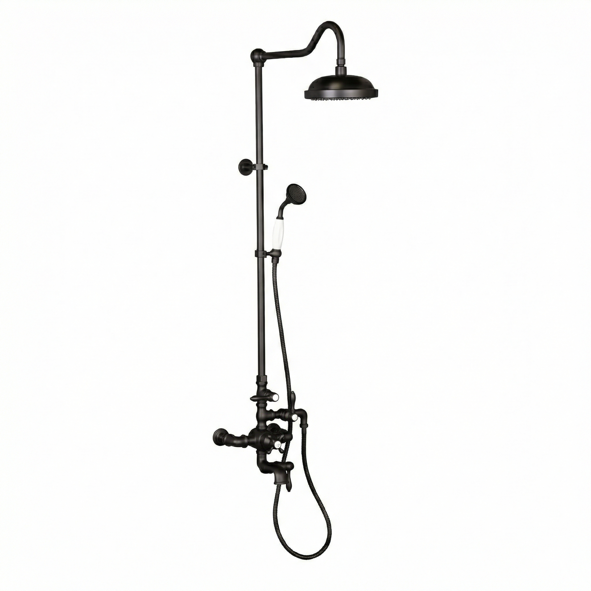 Exposed Thermostatic Shower System and Tub Filler P0963 | Strom Living Satin Black - Showers