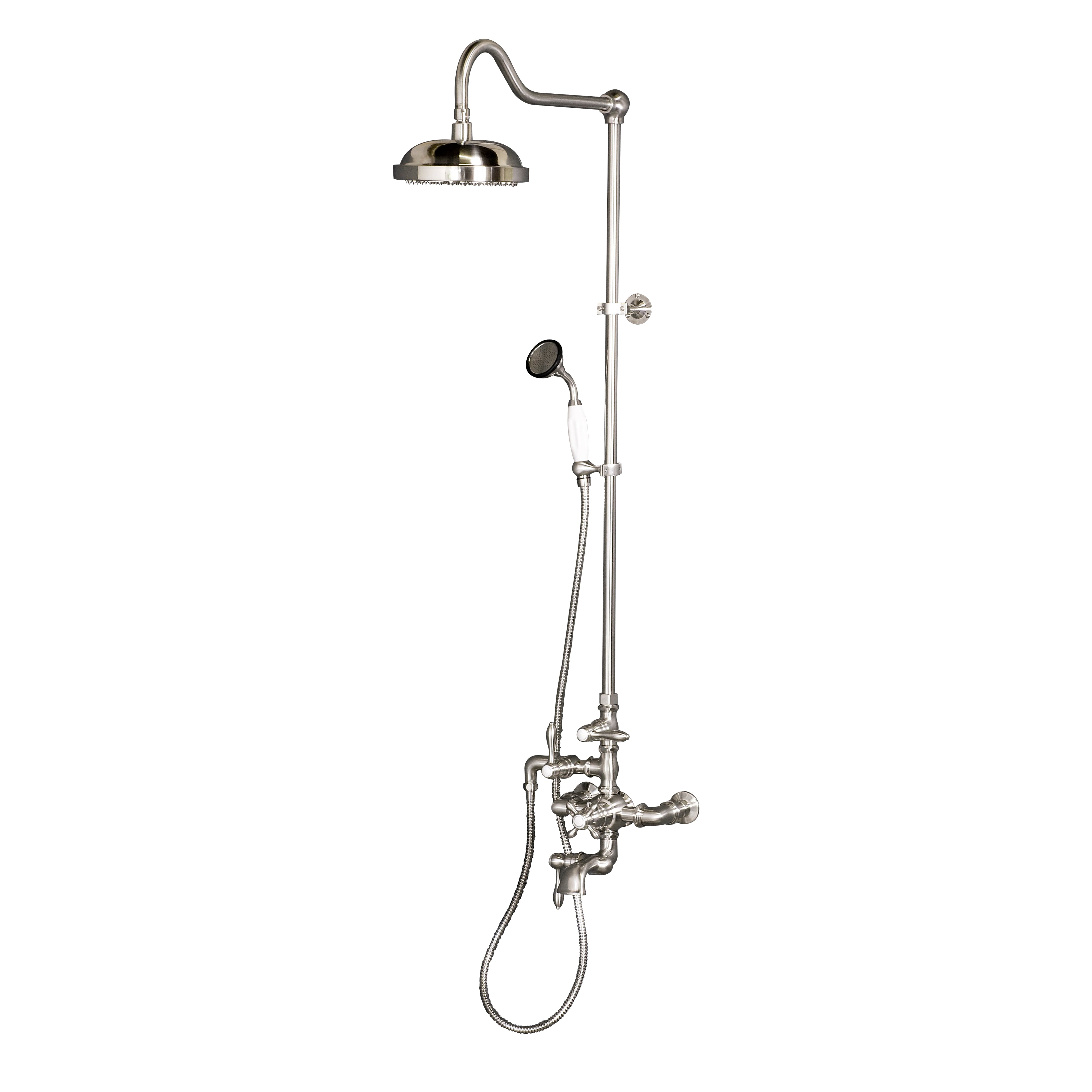 Exposed Thermostatic Shower System Wall Mount with 1.75 GPM Tub Filler Handshower and Lever/Cross Handles P0963 | Strom Living