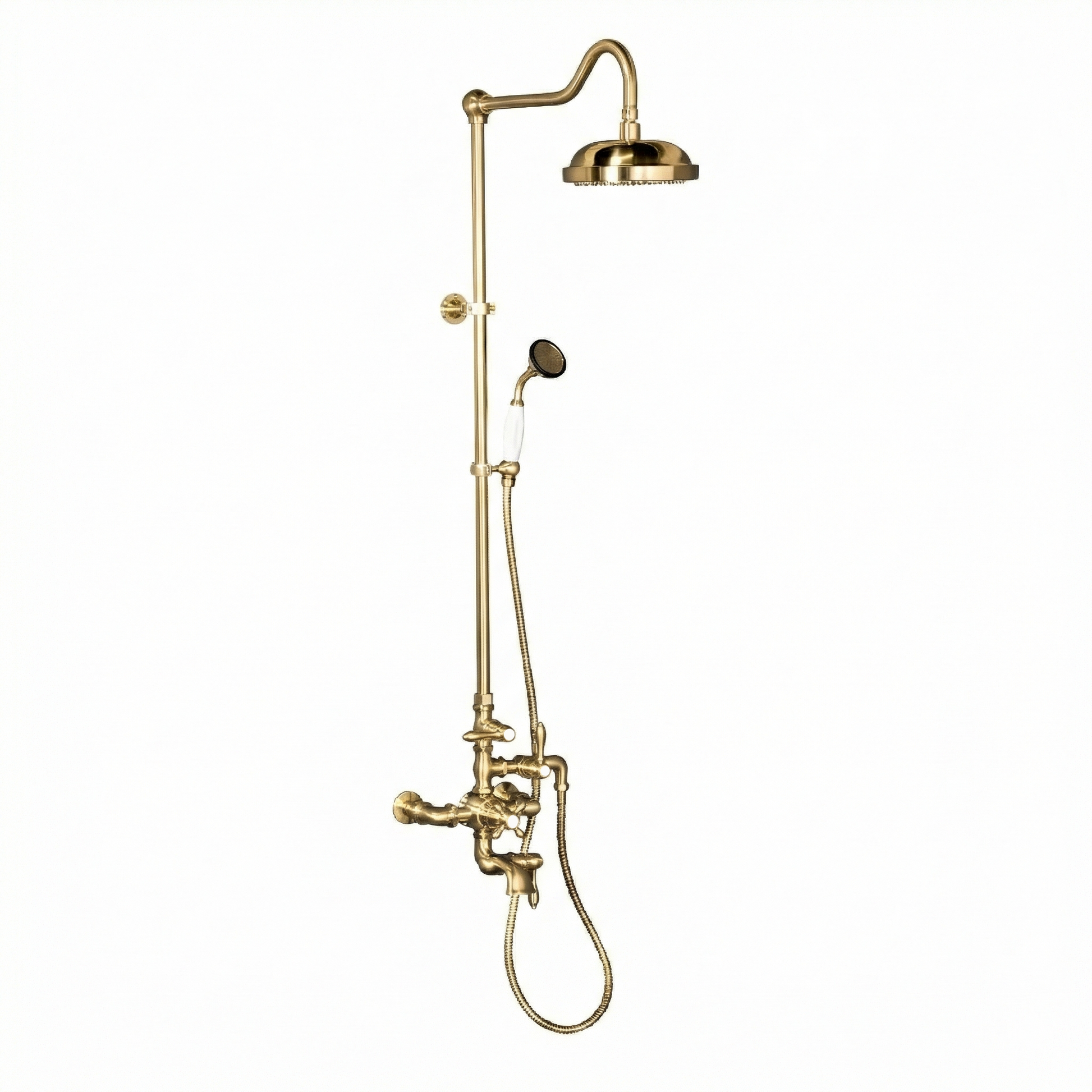 Exposed Thermostatic Shower System and Tub Filler P0963 | Strom Living Supercoat Brass - Showers