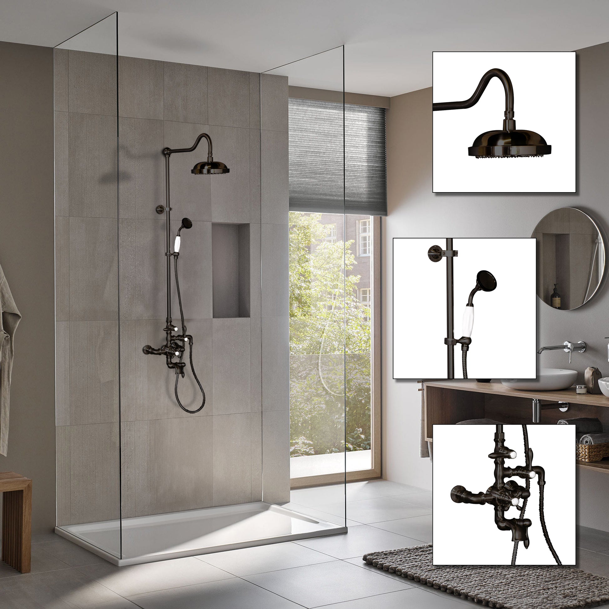 Exposed Thermostatic Shower System and Tub Filler P0963 | Strom Living - Showers