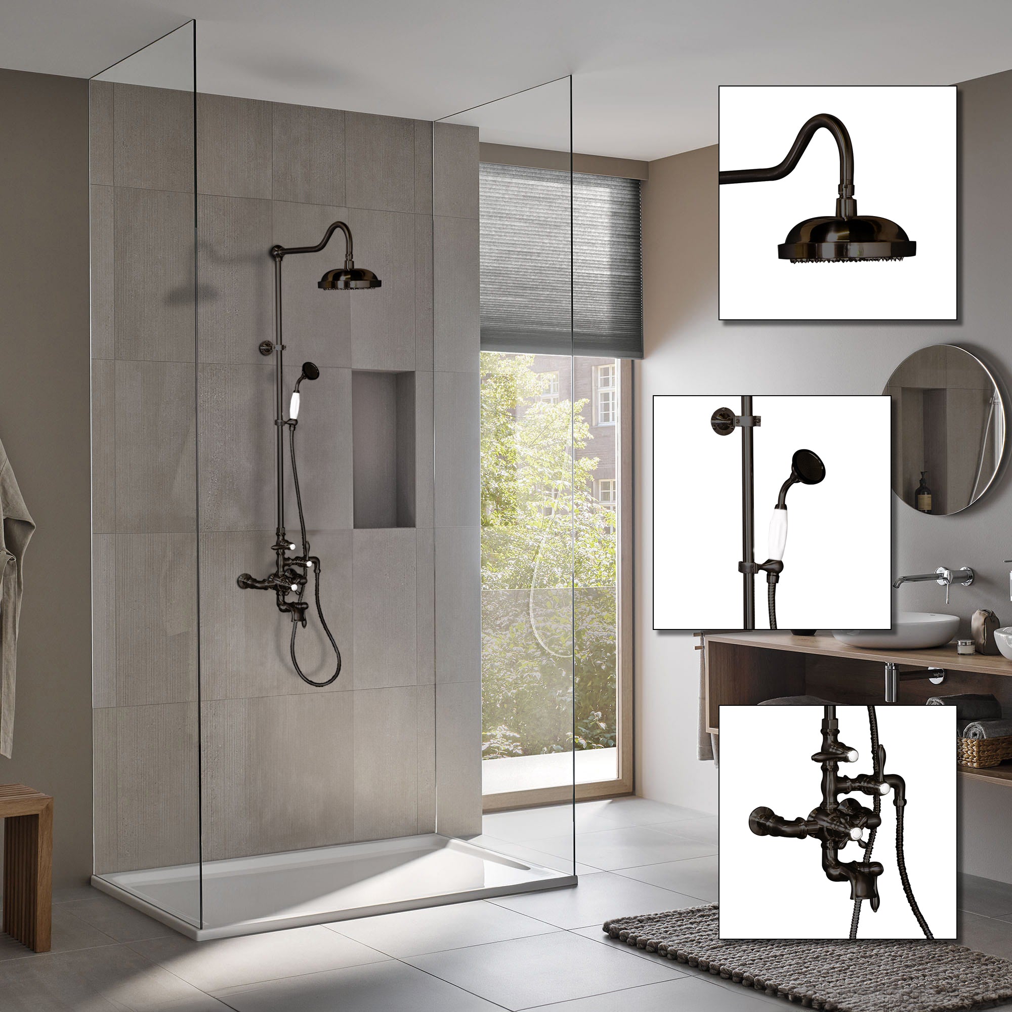 Exposed Thermostatic Shower System and Tub Filler P0963 | Strom Living - Showers