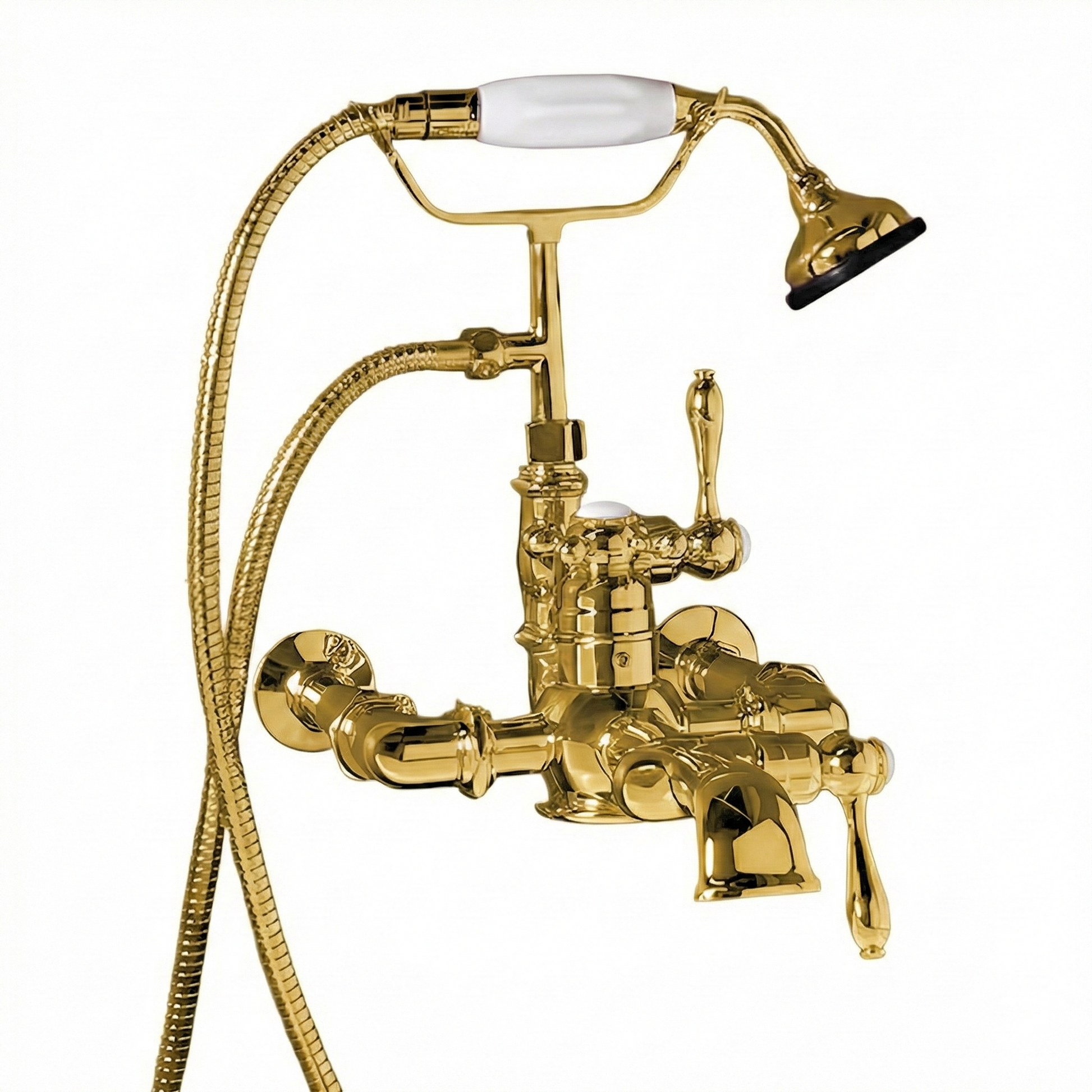 Thermostatic Wall Mount Tub Faucet w/ Handheld P0970 | Strom Living Supercoat Brass - Tub Fillers