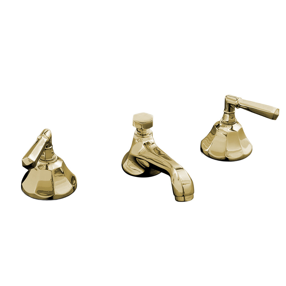 Strom Living Mississippi Widespread Lavatory Faucet with Lever Handles, Pop-up Drain & Valves