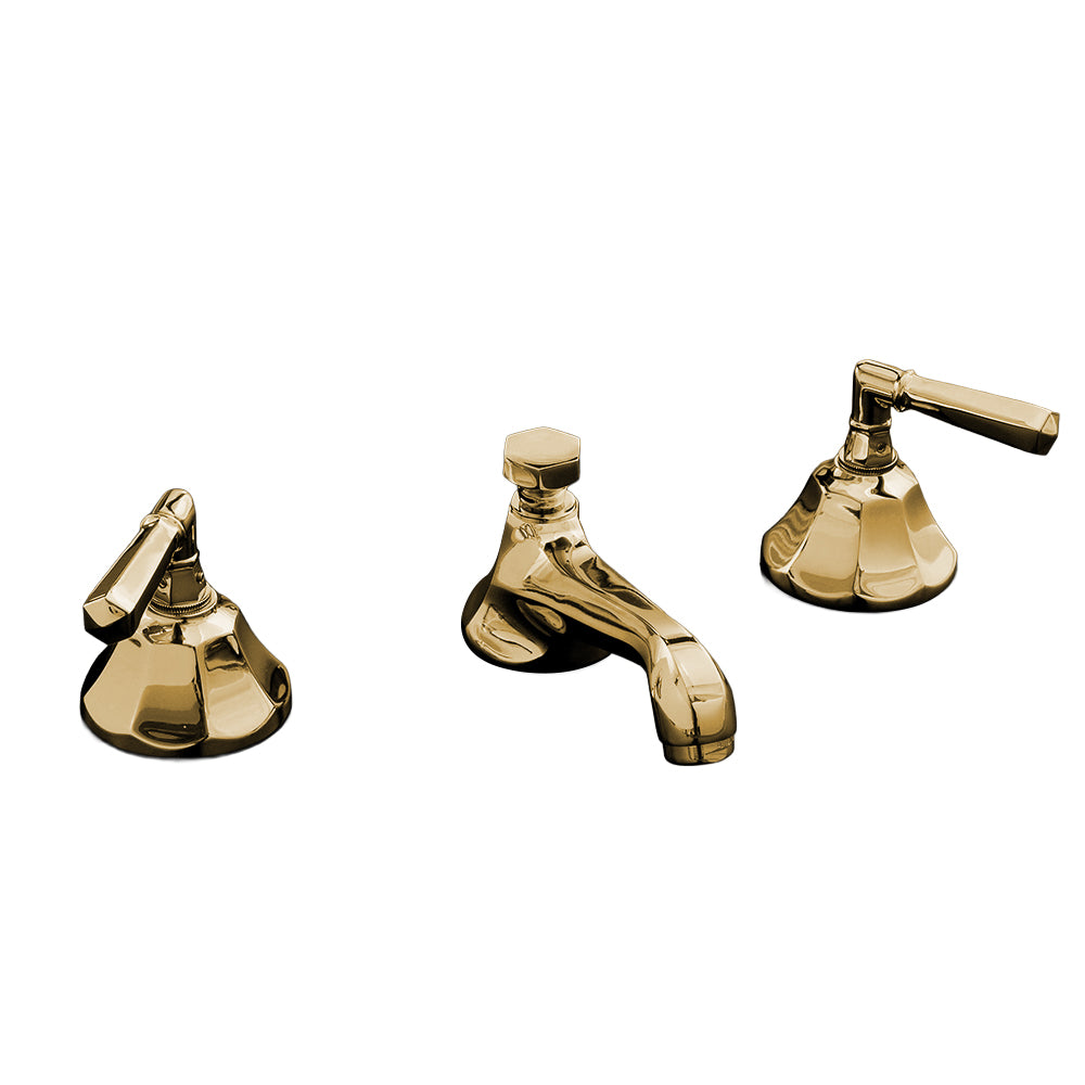 Strom Living Mississippi Widespread Lavatory Faucet with Lever Handles, Pop-up Drain & Valves