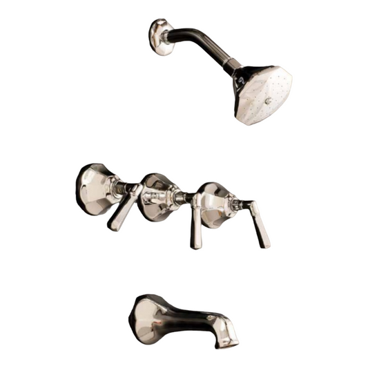 Strom Living Mississippi Wall Shower Set With 8" Centers/Lever Handle, Solid Brass Construction, and Spout