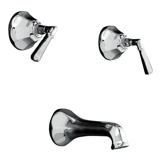 Strom Living Mississippi Wall Shower Set With 8" Centers/Lever Handle, Solid Brass Construction, and Spout