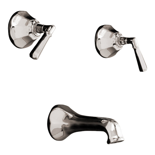 Strom Living Mississippi Wall Shower Set With 8" Centers/Lever Handle, Solid Brass Construction, and Spout