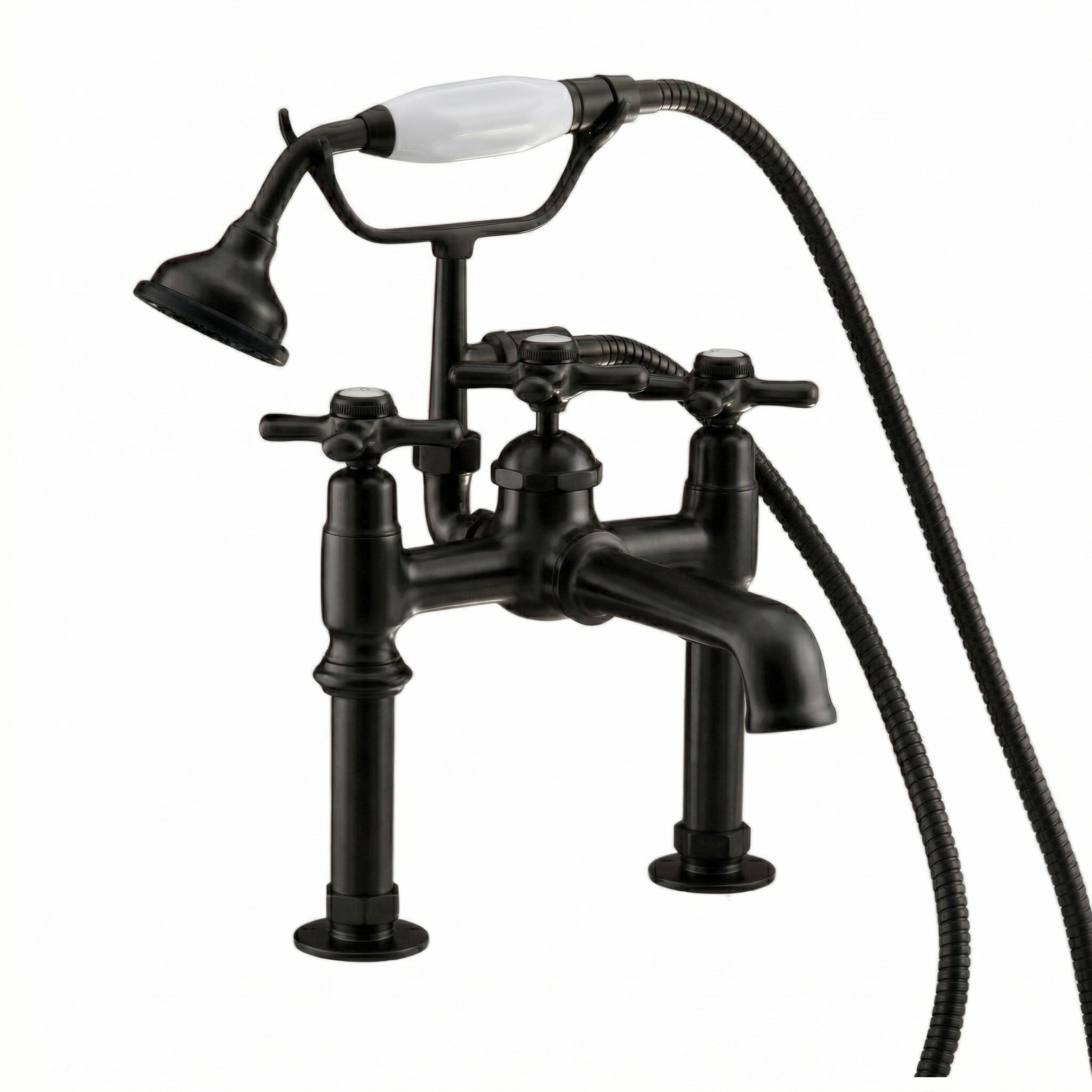 Deco British Telephone Faucet with Handheld P1002 | Strom Living Satin Black - Tub Fillers