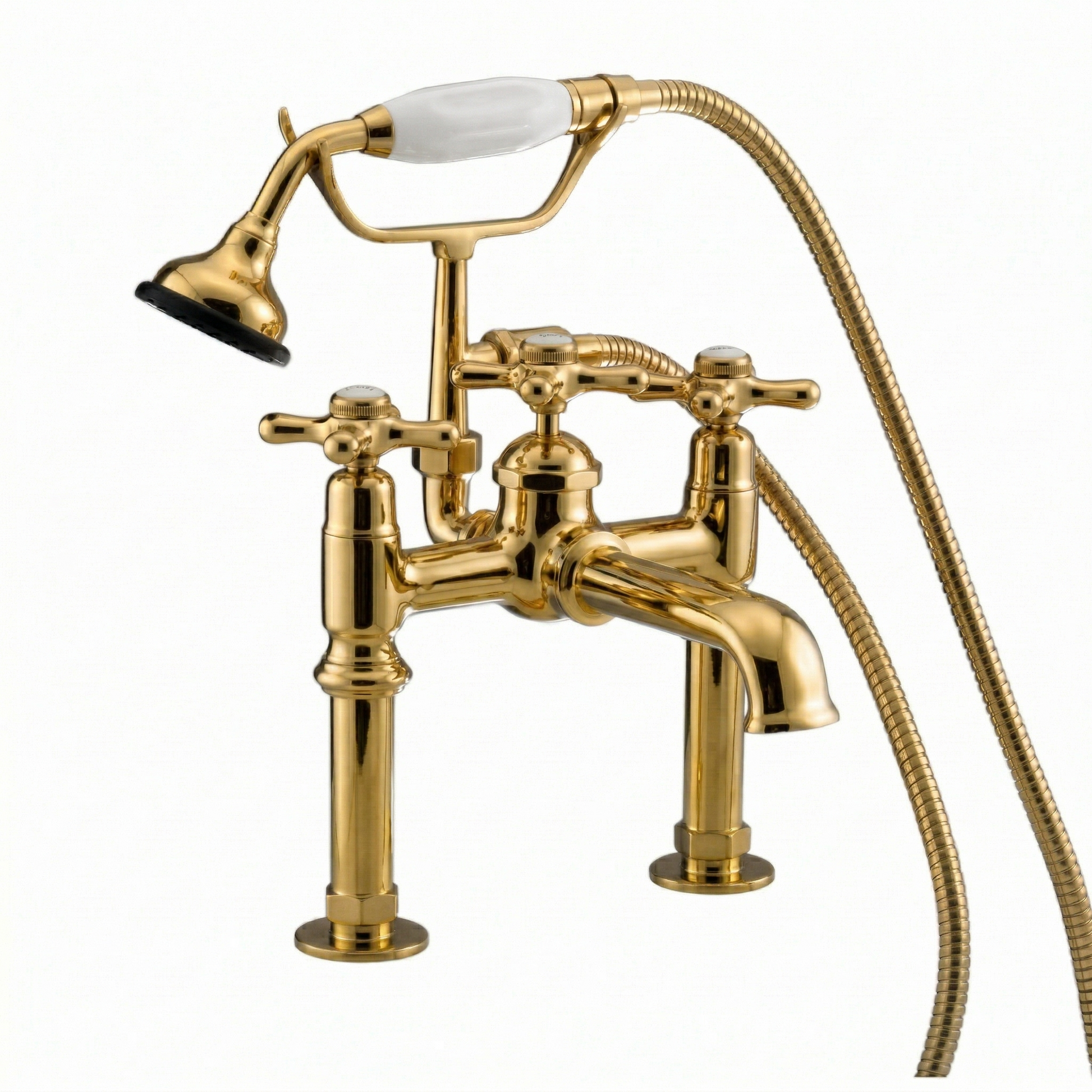 Deco British Telephone Faucet with Handheld P1002 | Strom Living Polished Brass - Tub Fillers