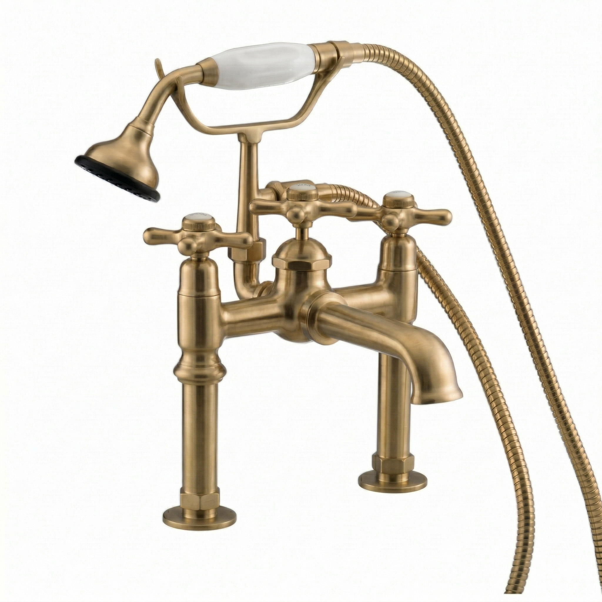 Deco British Telephone Faucet with Handheld P1002 | Strom Living Raw Brass - Tub Fillers