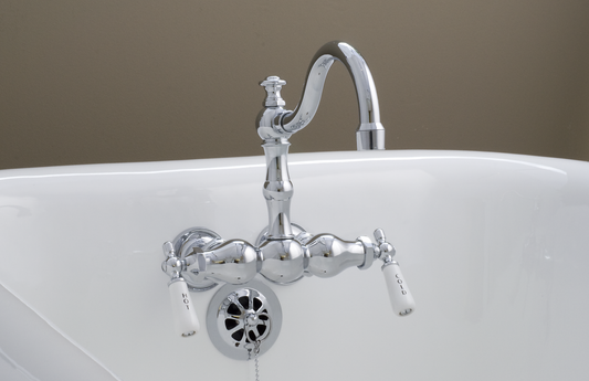 Strom Living 3 Ball Tub Faucet with Fixed Arched Spout and Centers