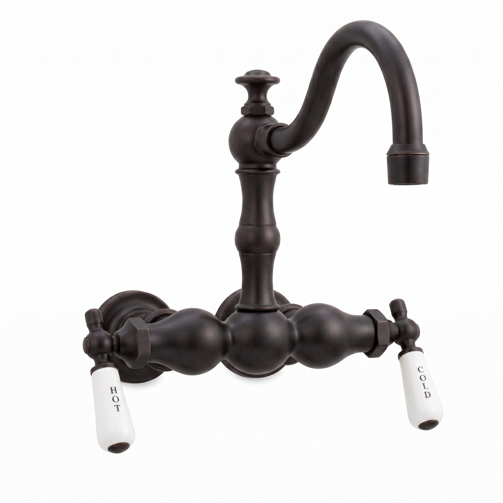 Tub Mount Arched Spout Faucet 3 Ball Handles P1004 | Strom Living Satin Black - Tub Fillers
