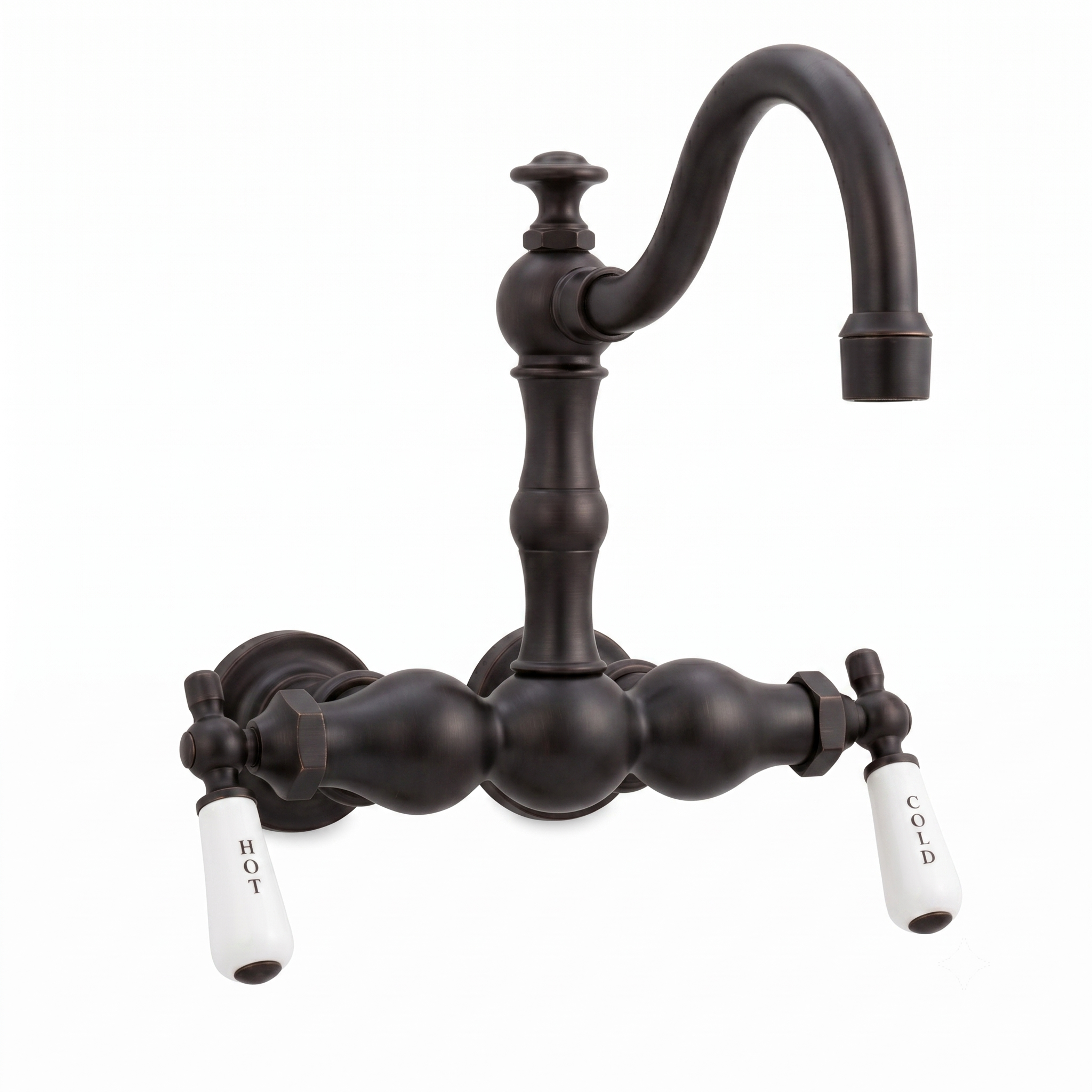 Tub Mount Arched Spout Faucet 3 Ball Handles P1004 | Strom Living Satin Black - Tub Fillers