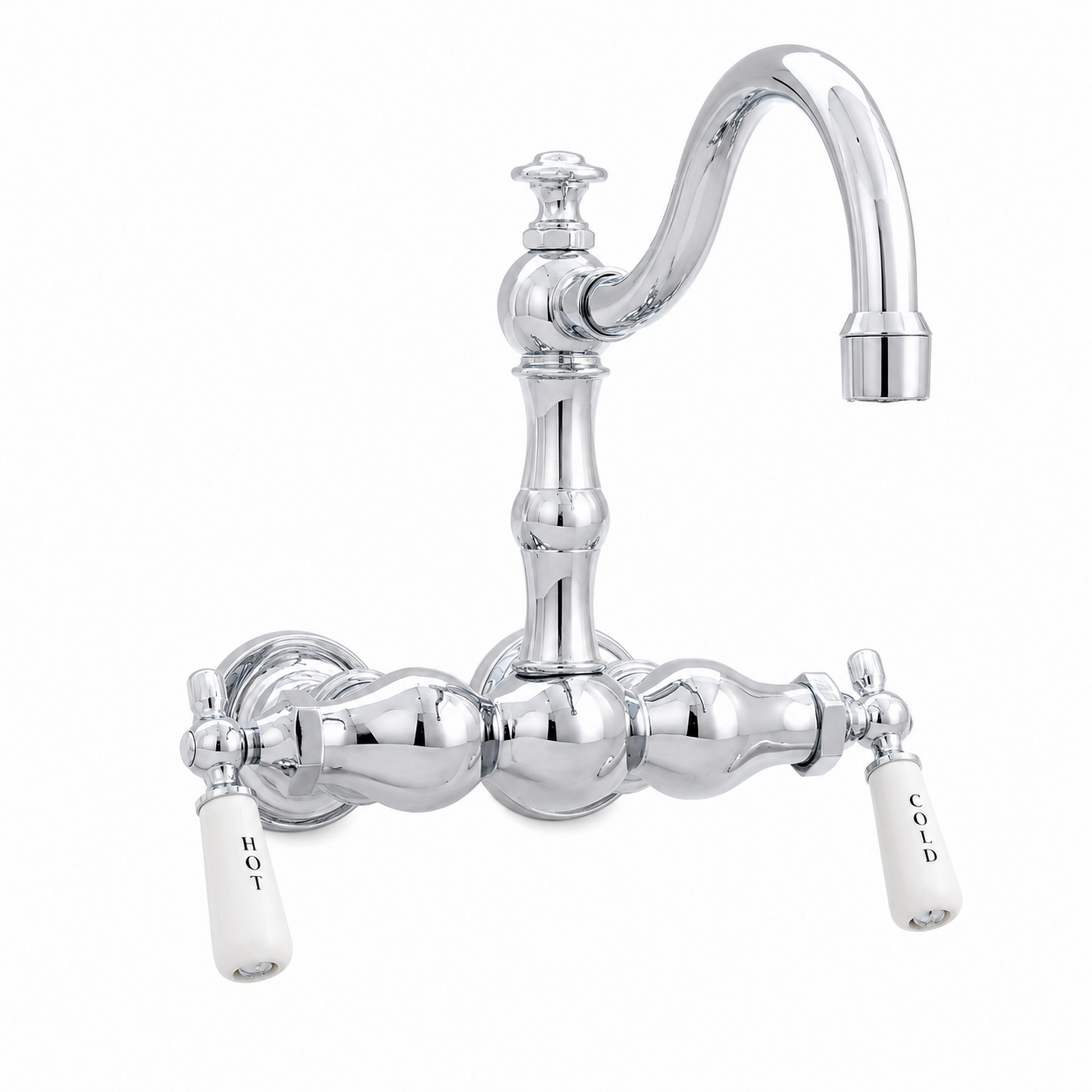 Tub Mount Arched Spout Faucet 3 Ball Handles P1004 | Strom Living Chrome - Tub Fillers