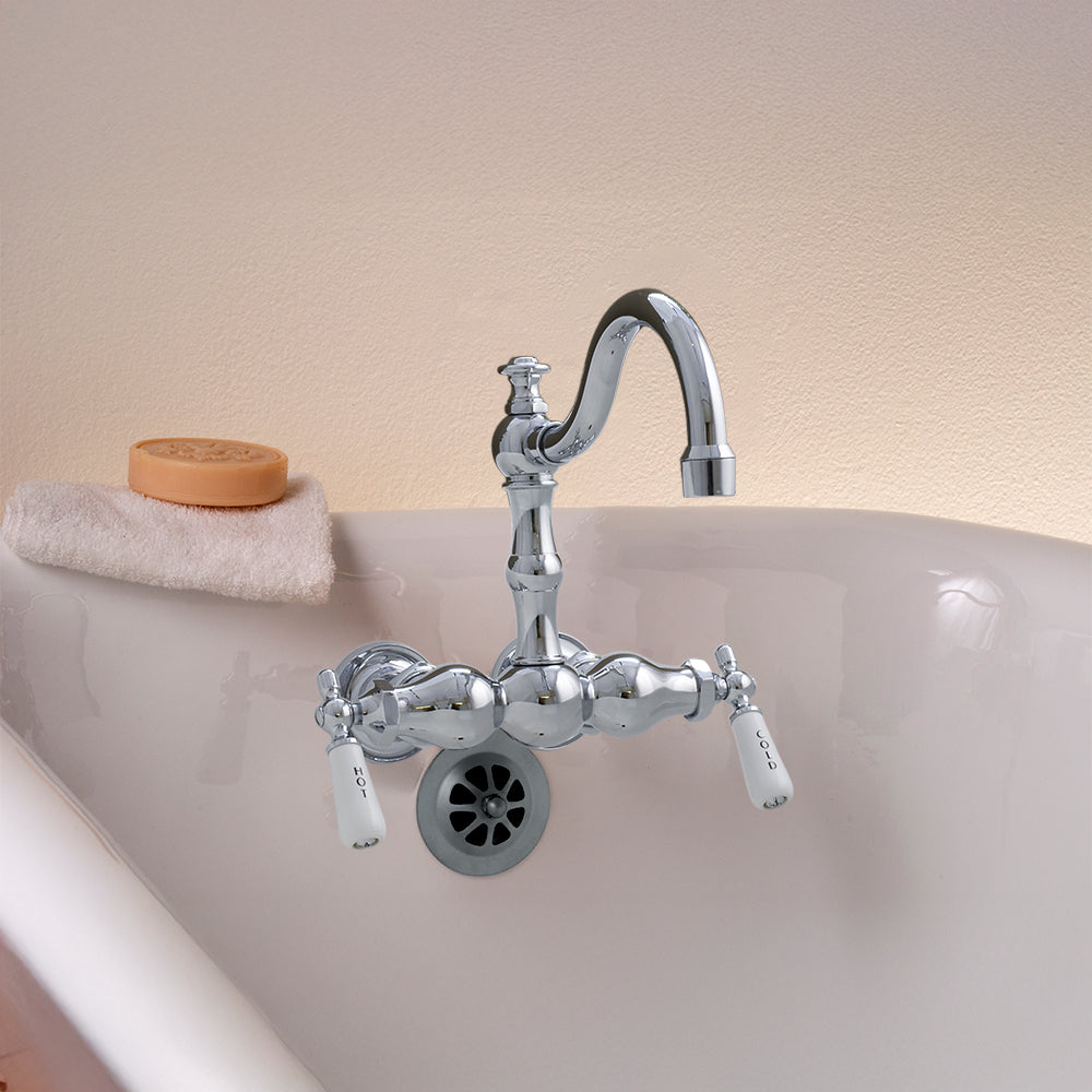 Tub Mount Arched Spout Faucet 3 Ball Handles P1004 | Strom Living