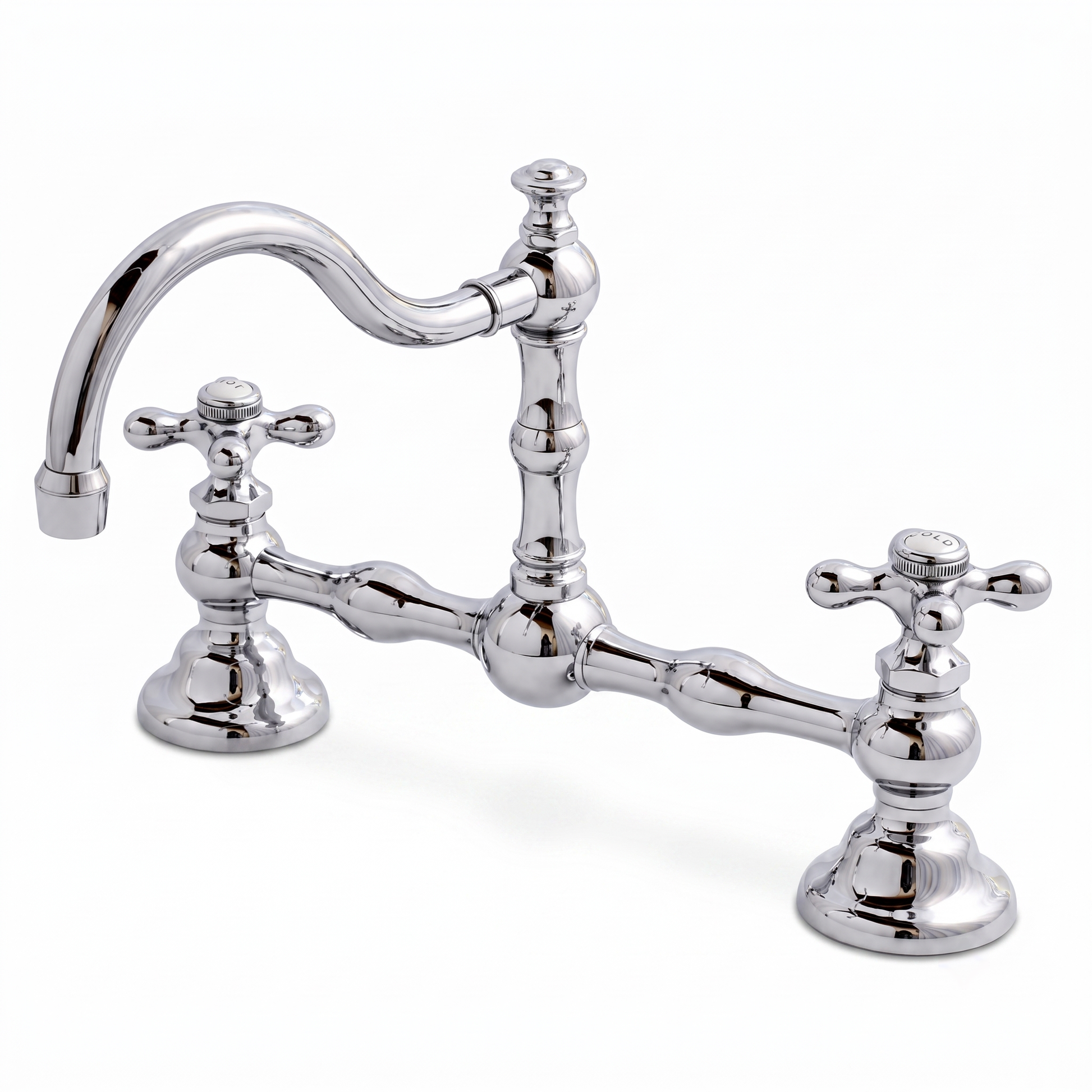 Rio Grande Bridge Lavatory Faucet Cross Handles P1005 | Strom Living Chrome 12" - Bathroom Faucets