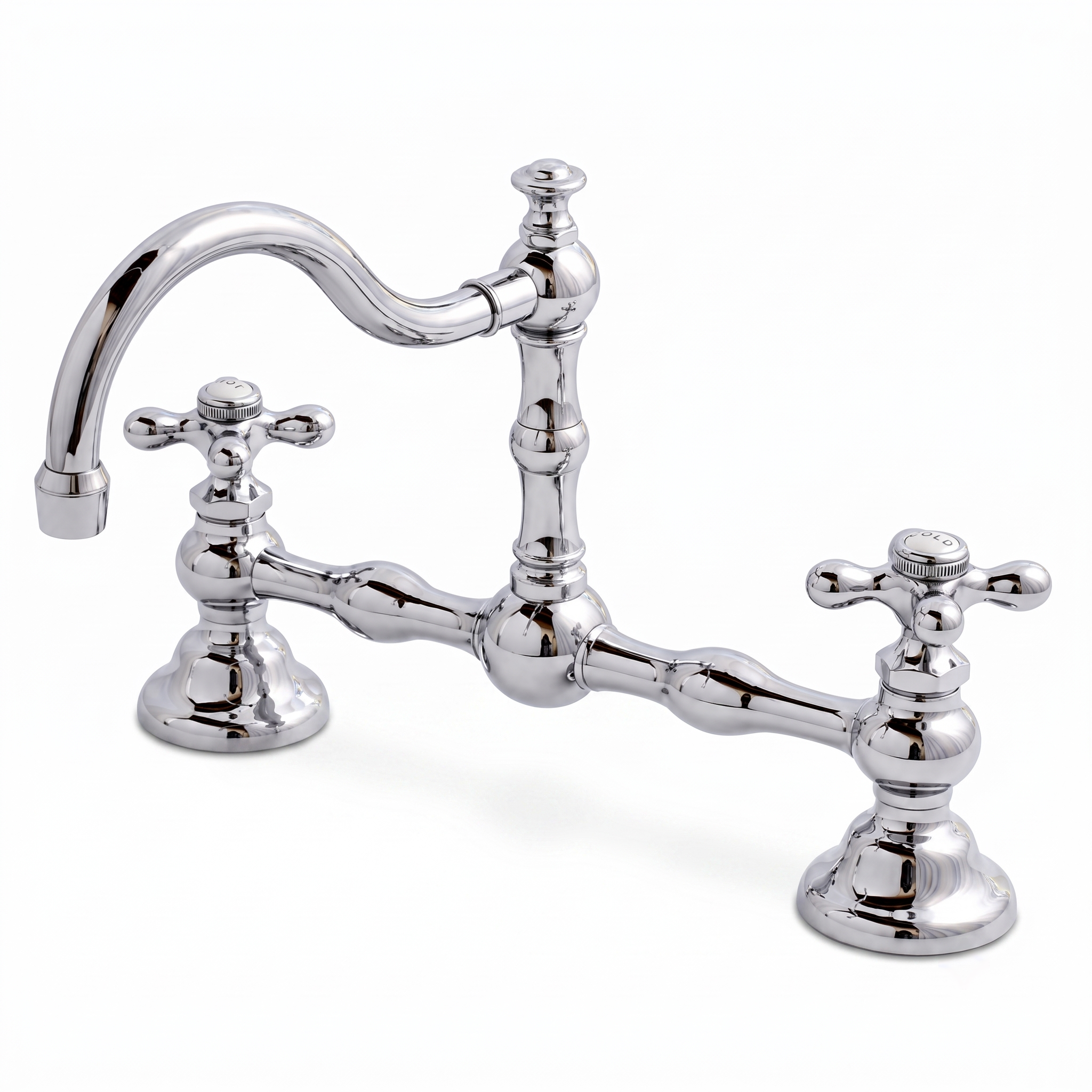 Rio Grande Bridge Lavatory Faucet Cross Handles P1005 | Strom Living Chrome 12" - Bathroom Faucets
