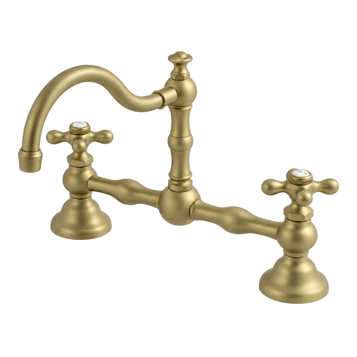 Rio Grande Bridge Lavatory Faucet Cross Handles P1005 in Raw Brass