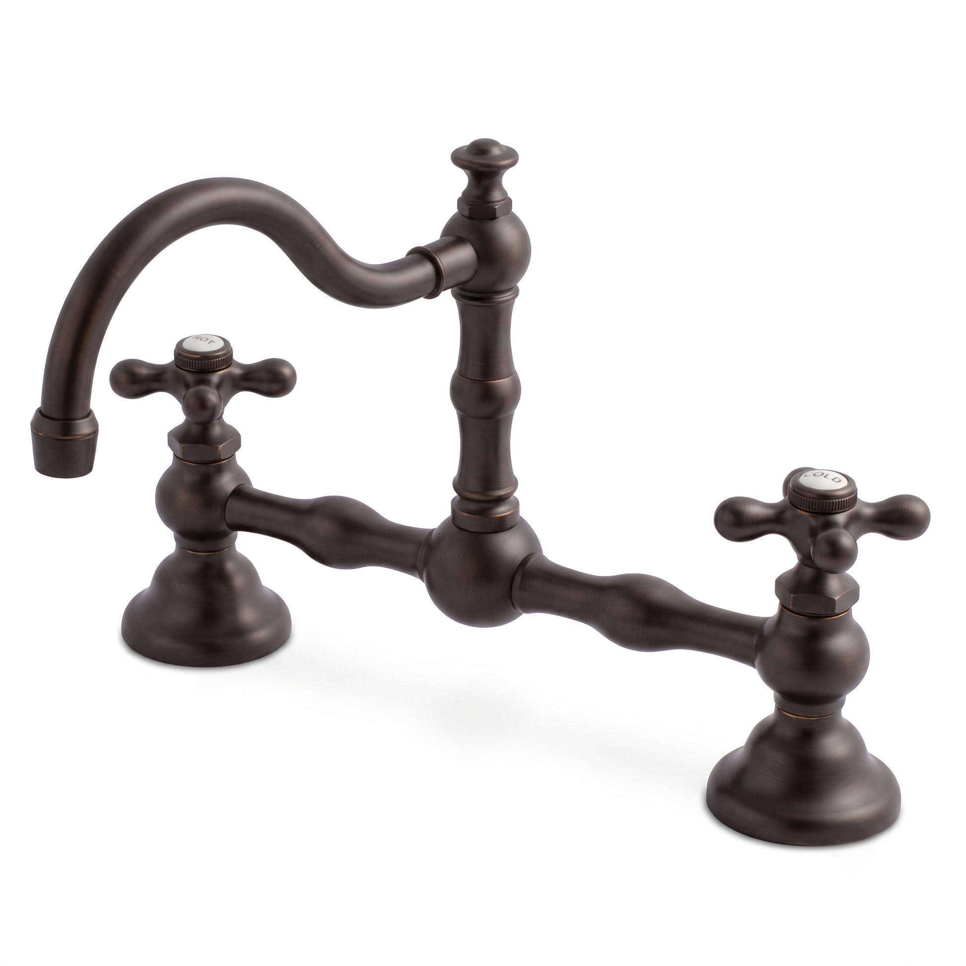Rio Grande Bridge Lavatory Faucet Cross Handles P1005 | Strom Living Oil Rubbed Bronze 12" - Bathroom Faucets