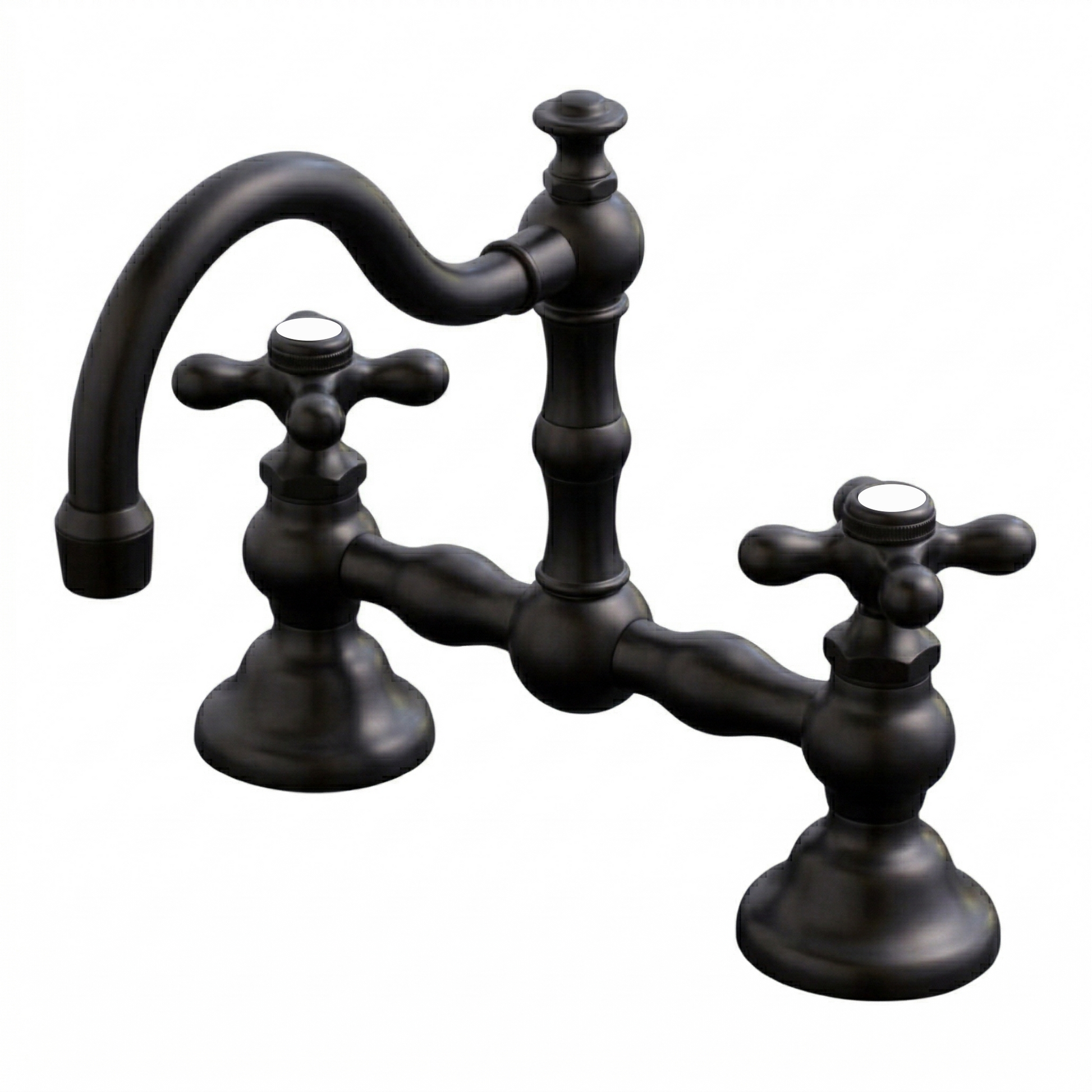 Rio Grande Bridge Lavatory Faucet Cross Handles P1005 | Strom Living Satin Black 8" - Bathroom Faucets