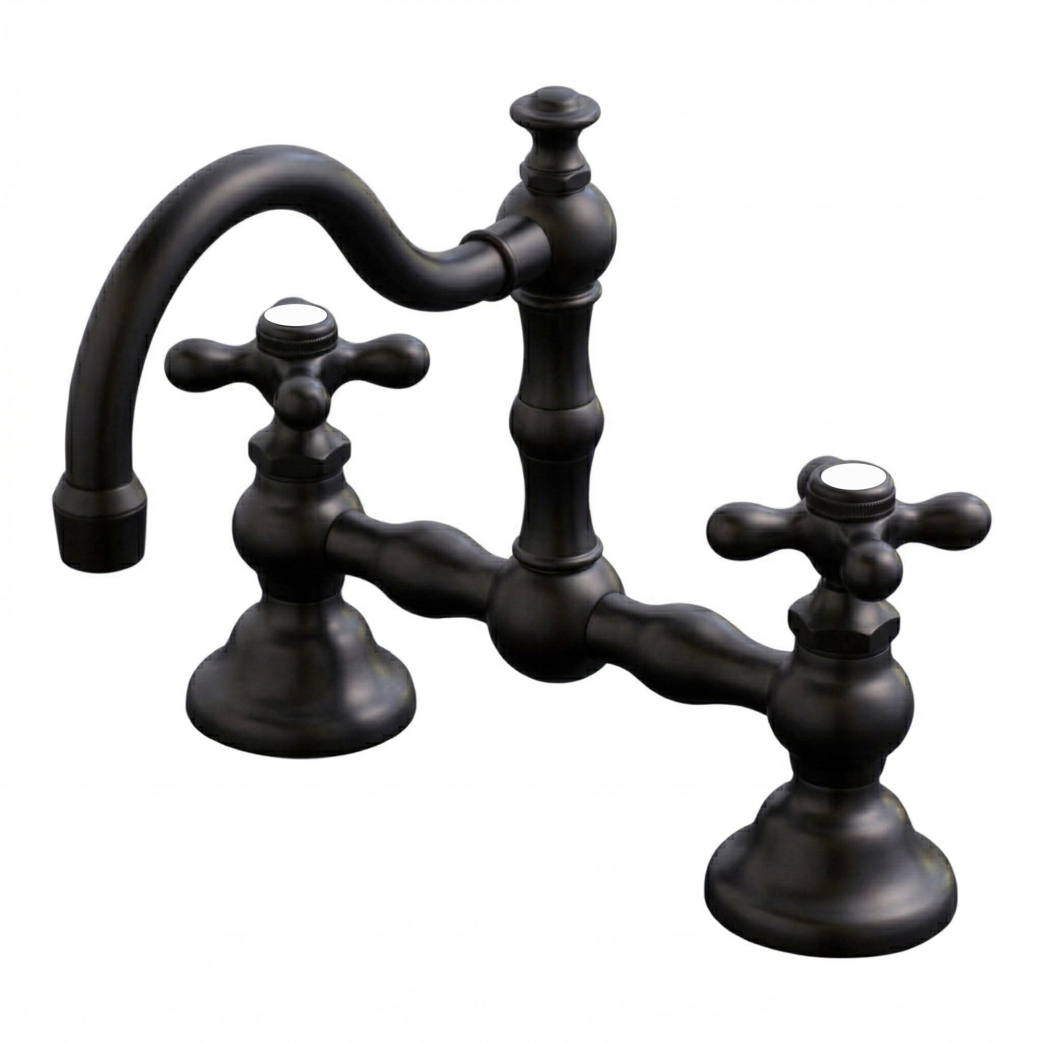 Rio Grande Bridge Lavatory Faucet Cross Handles P1005 | Strom Living Satin Black 8" - Bathroom Faucets
